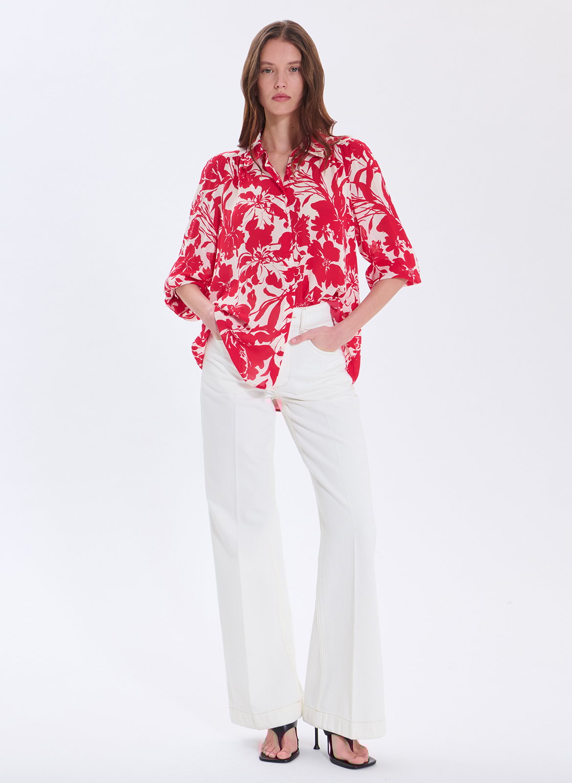 Chemise ample fluide à motifs ZAPA Rouge