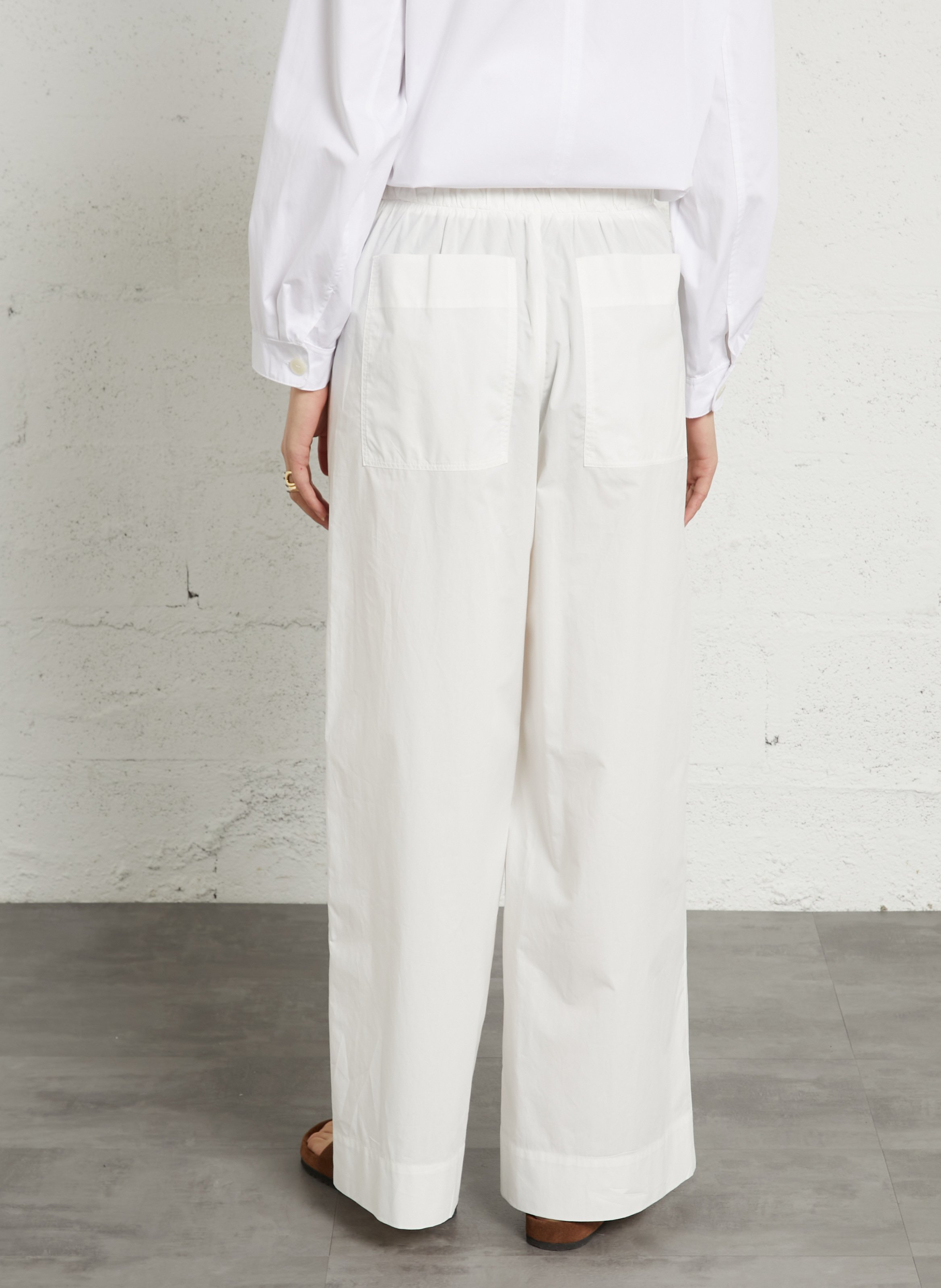 Pantalon large en coton bio SOEUR Beige