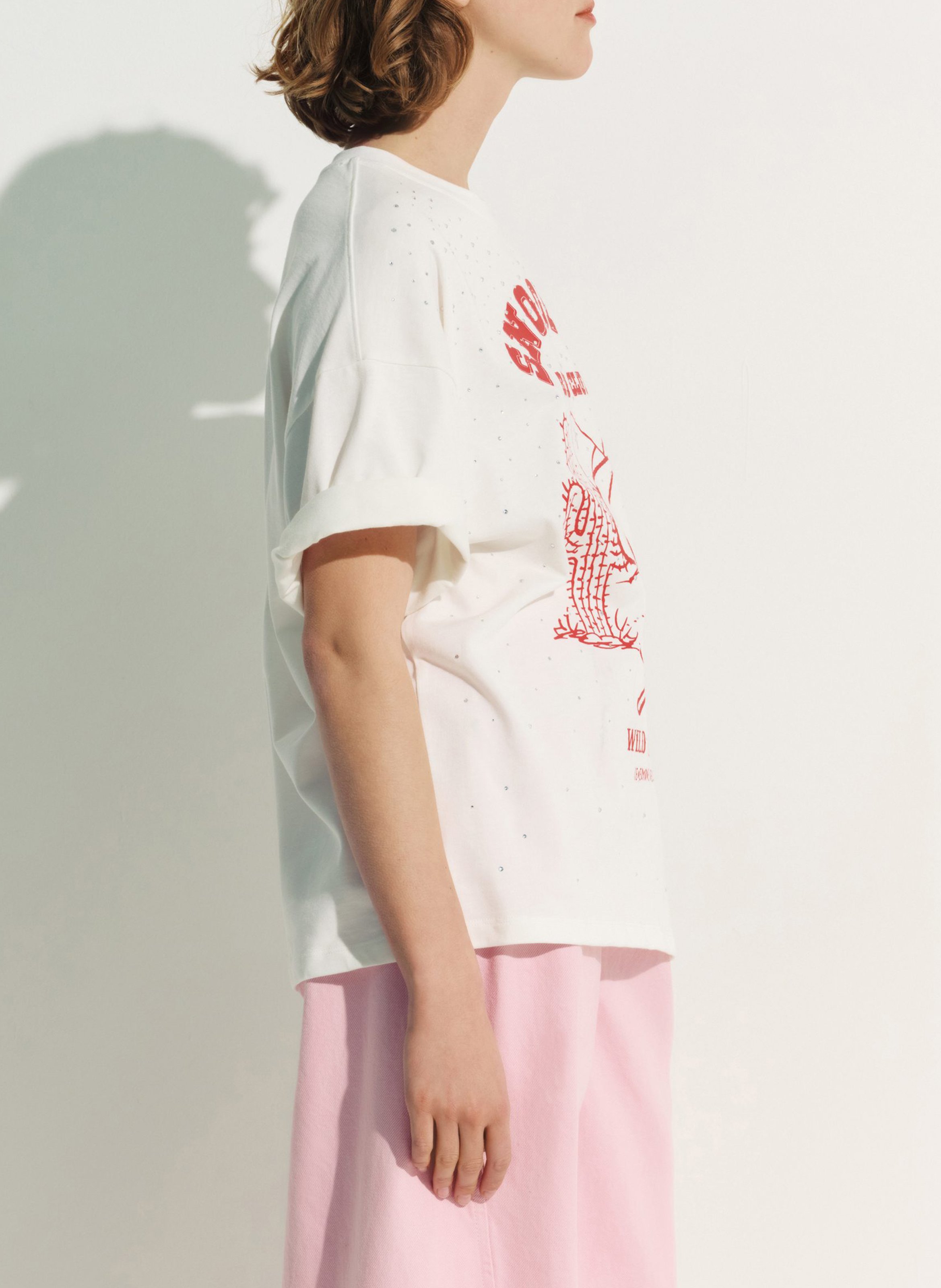 Round-neck printed T-shirt ESSENTIEL ANTWERP White