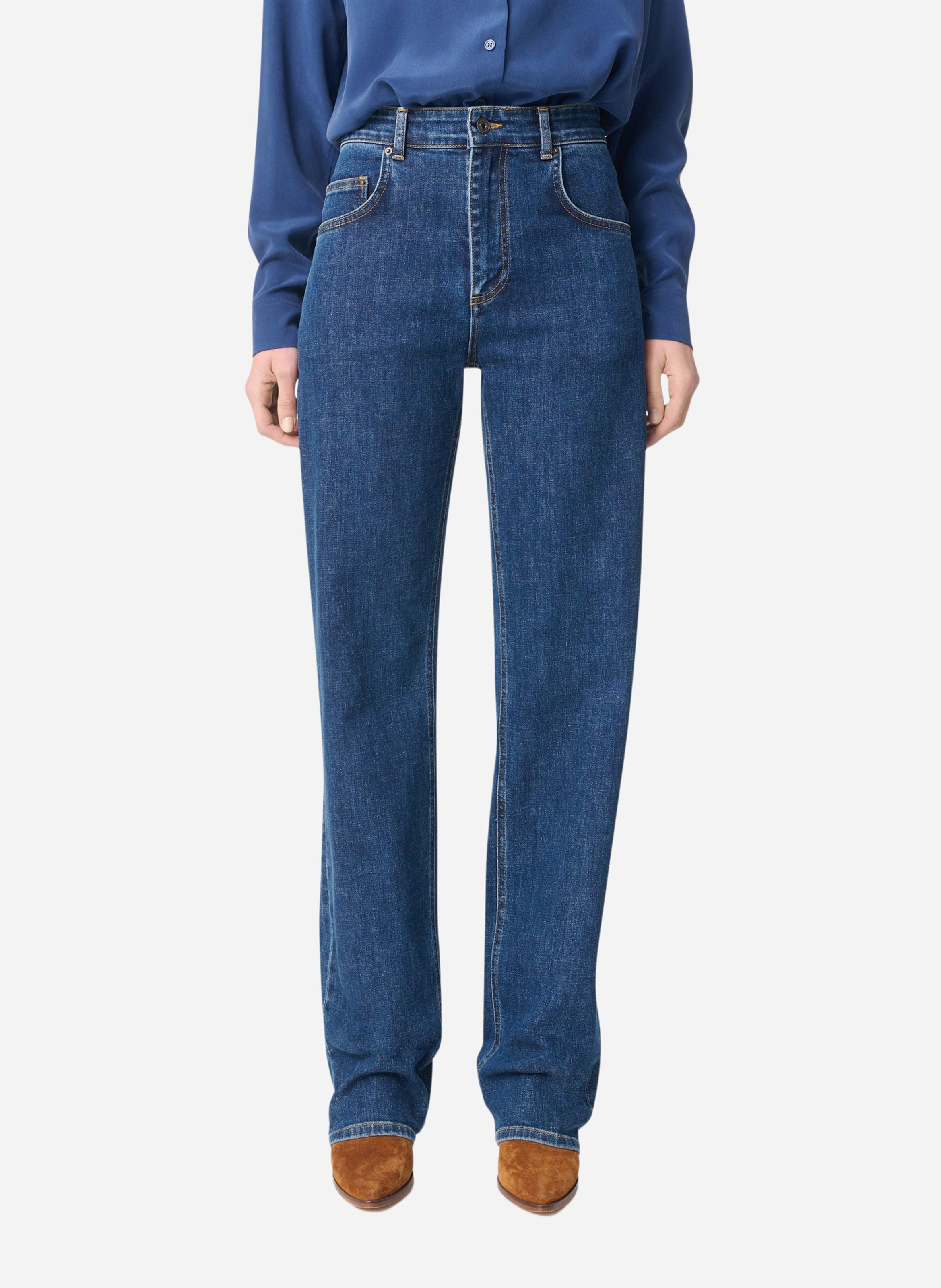 Jean droit taille haute uni VANESSA BRUNO Bleu