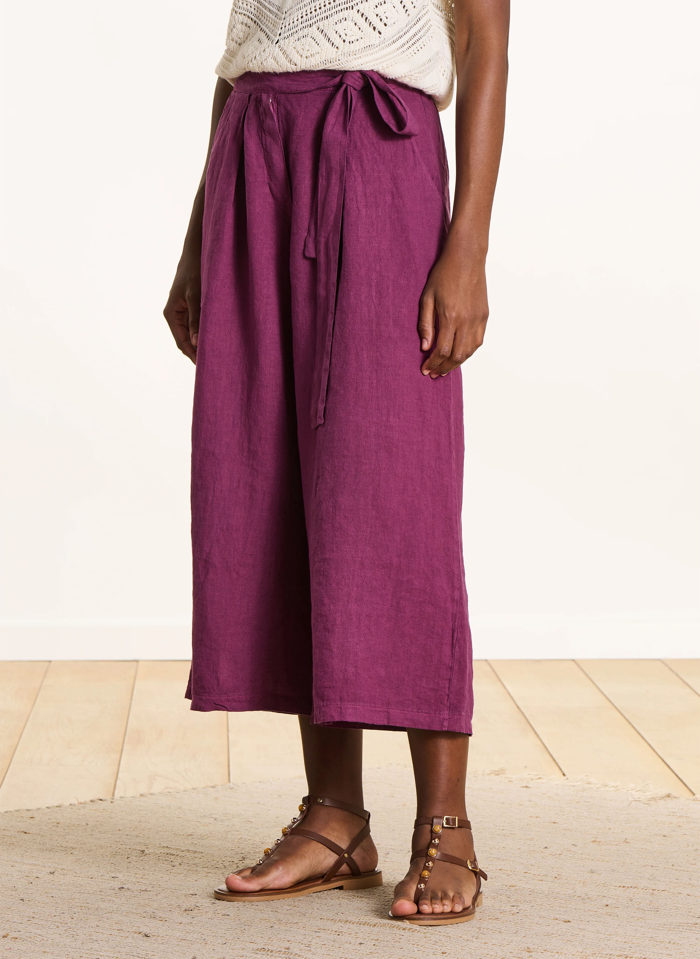 Pantalon large en lin LA FEE MARABOUTEE Violet