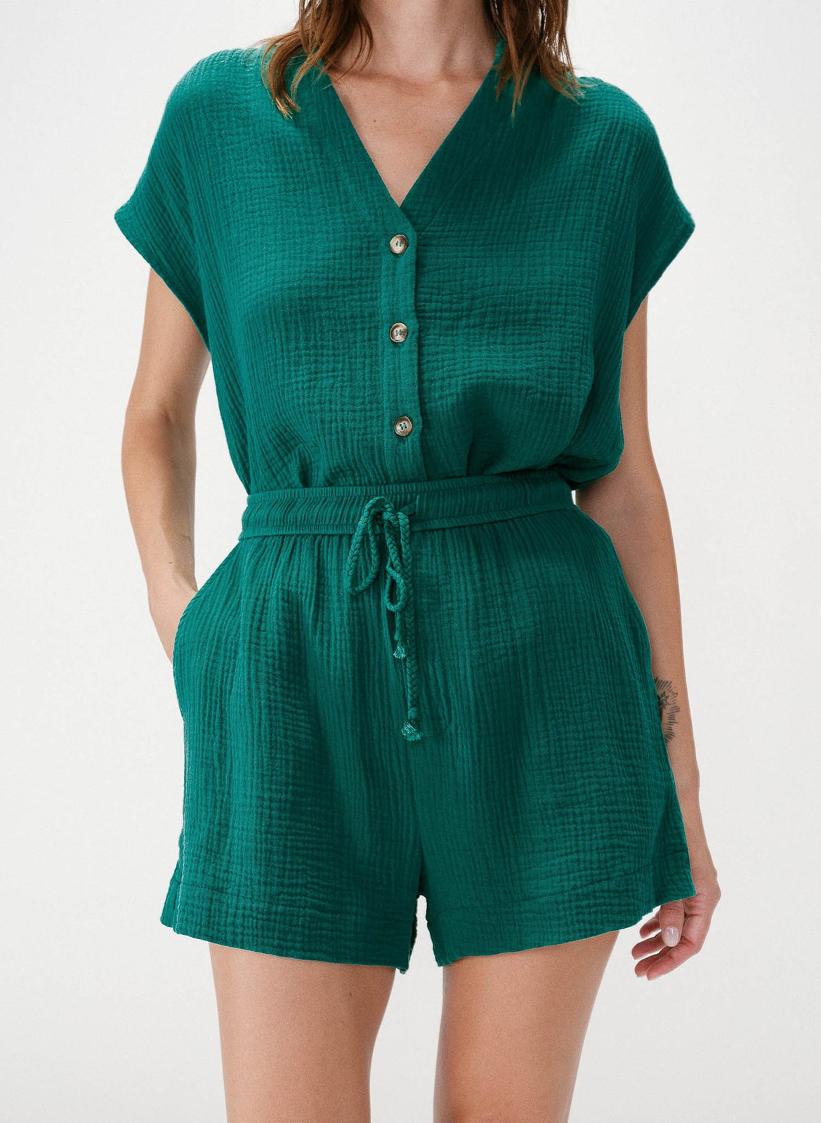 Recht, katoenen short GRACE ET MILA Groen