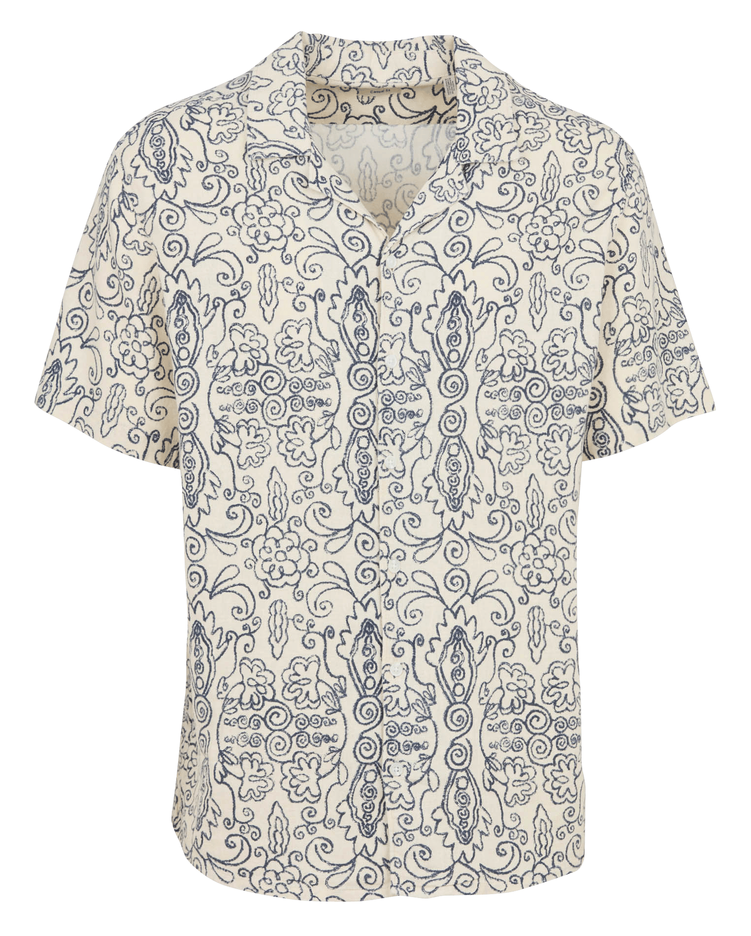 Camisa de mezcla de lino con cuello clásico SOLID Beige