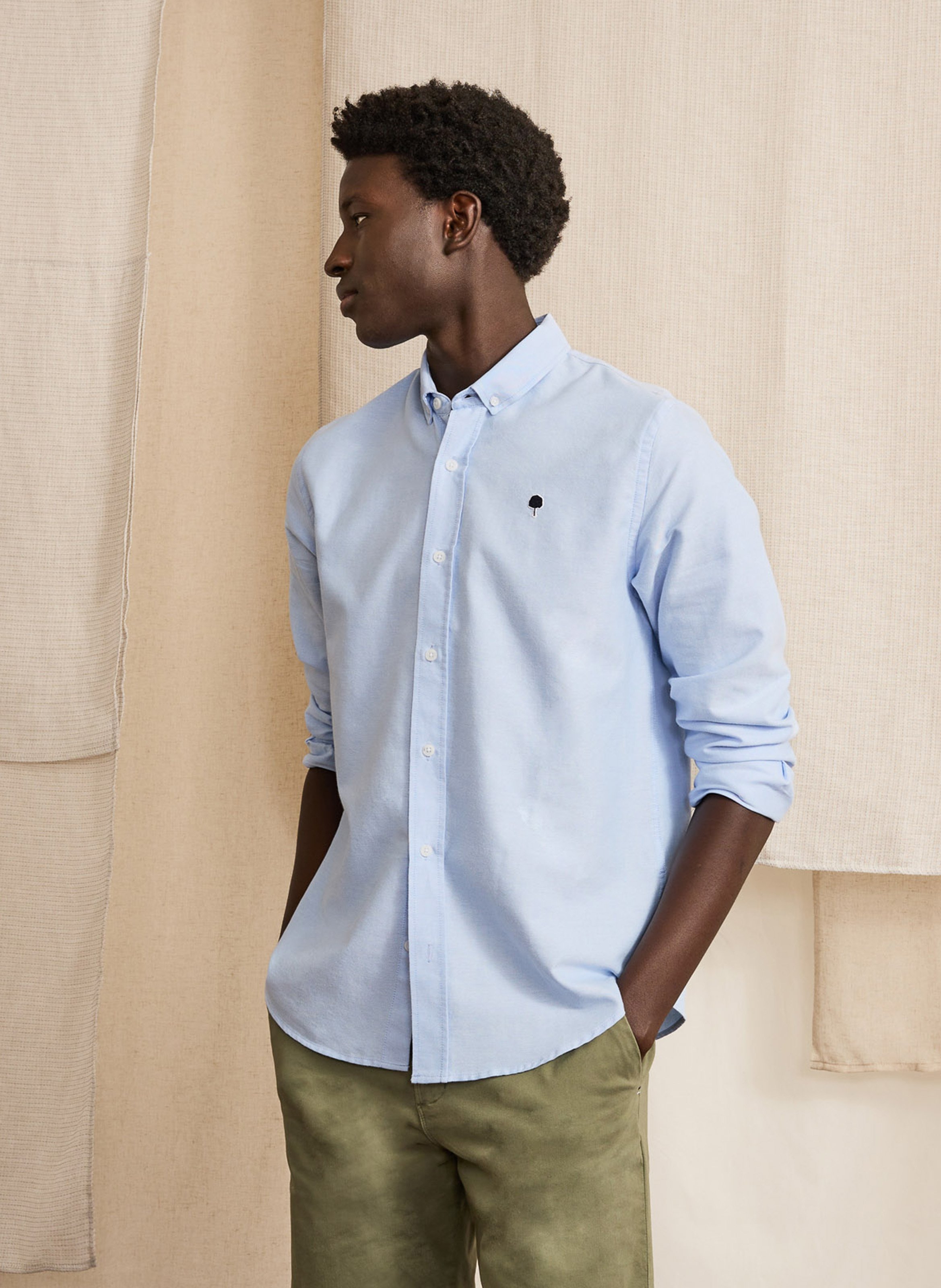Katoenen blouse met klassieke kraag FAGUO Blauw