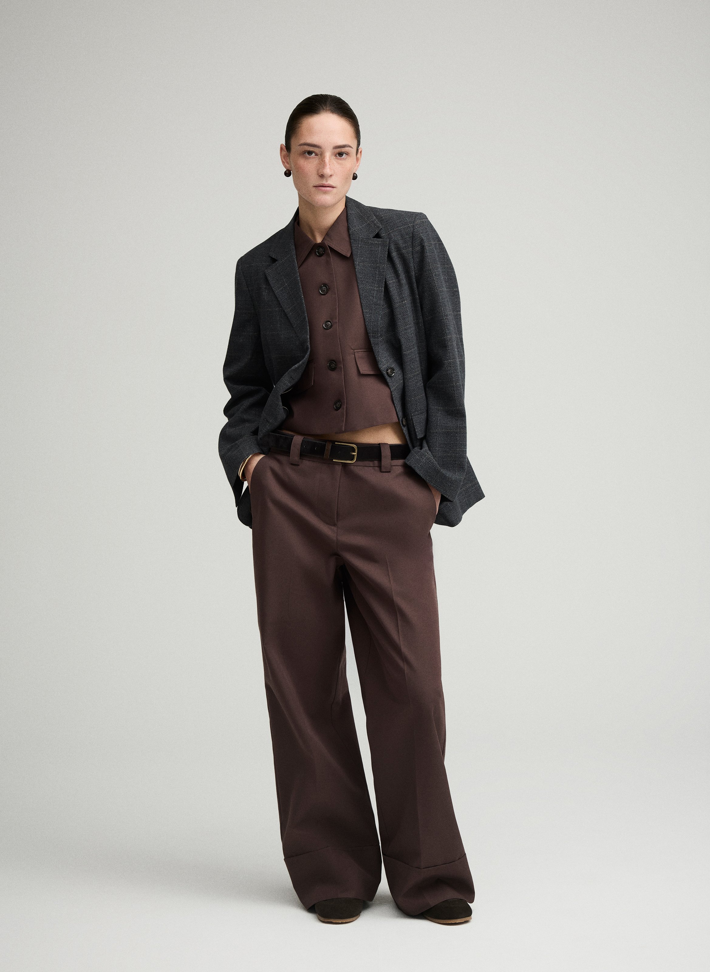 Ruime geruite blazer ROUGE EDIT Grijs