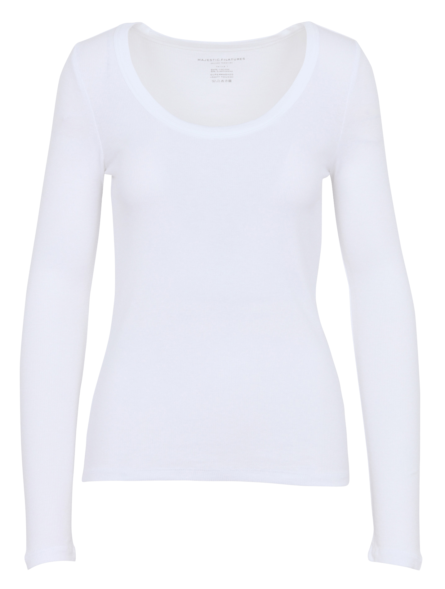 Tee-shirt cintré col rond côtelé MAJESTIC FILATURES