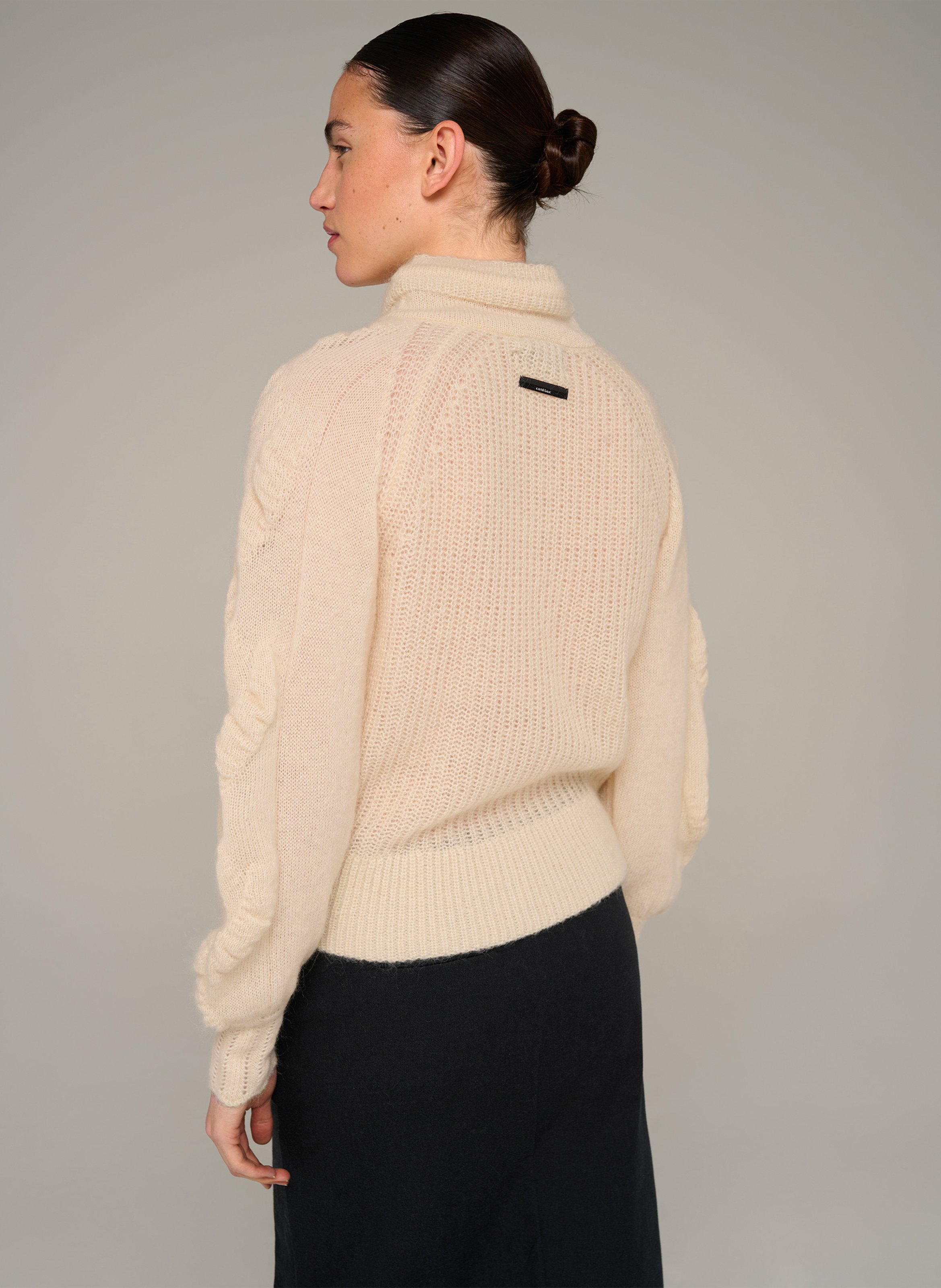 Gerade geschnittene Strickjacke mit Reißverschluss aus Wollmischung COTELAC Beige