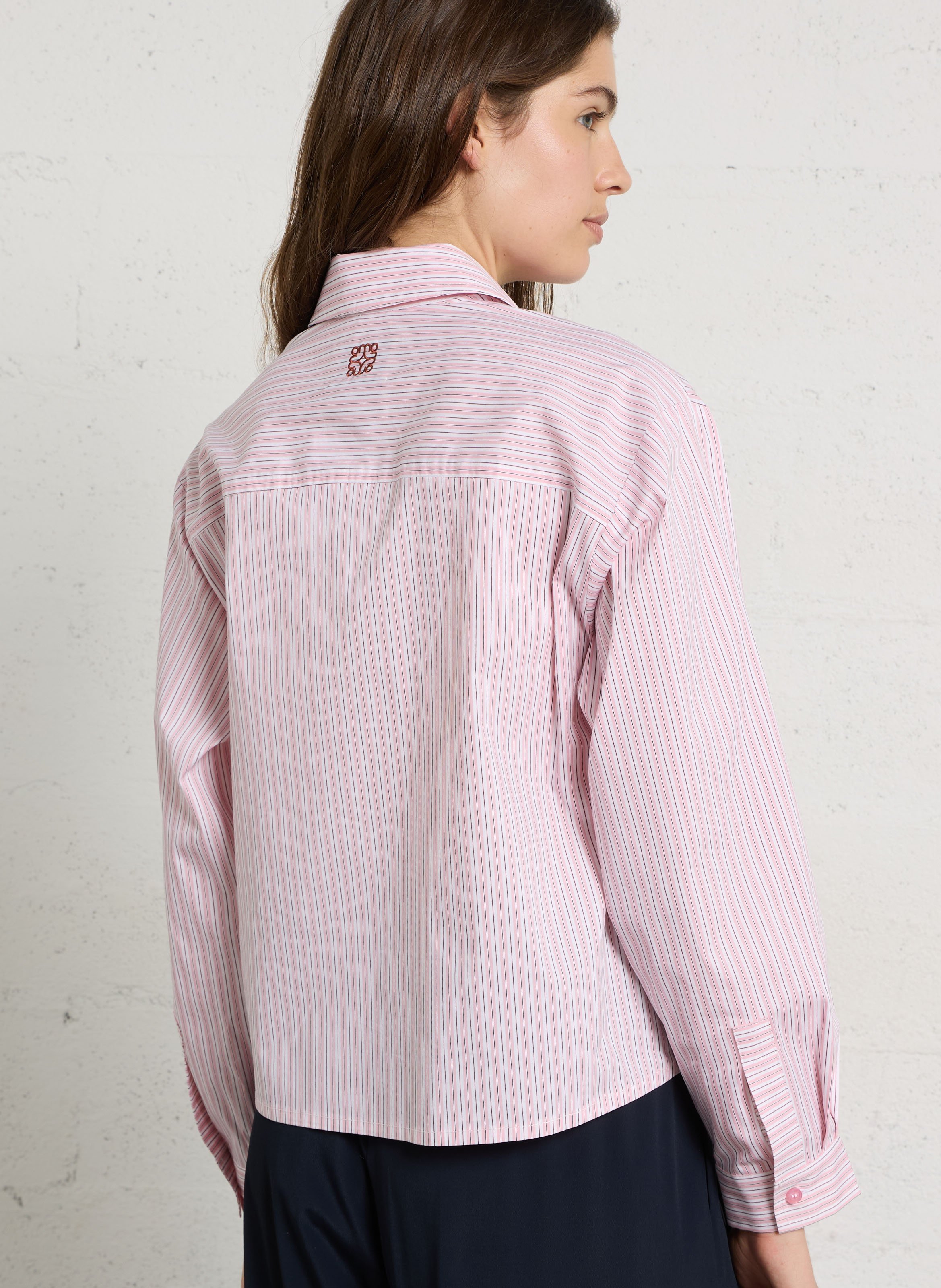 Striped cotton-mix shirt MOMONI Pink