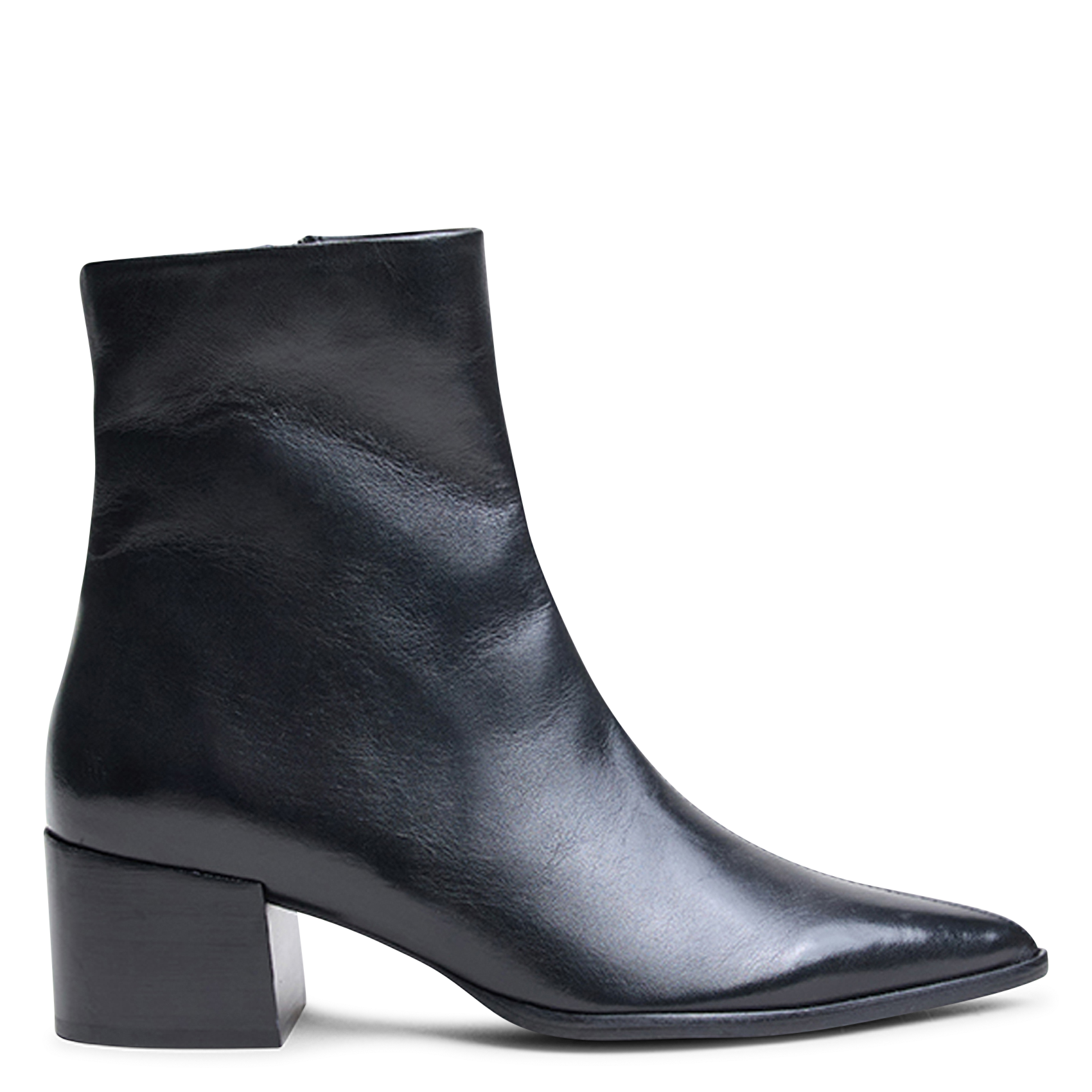 Pointed-toe cow leather ankle boots JONAK Black