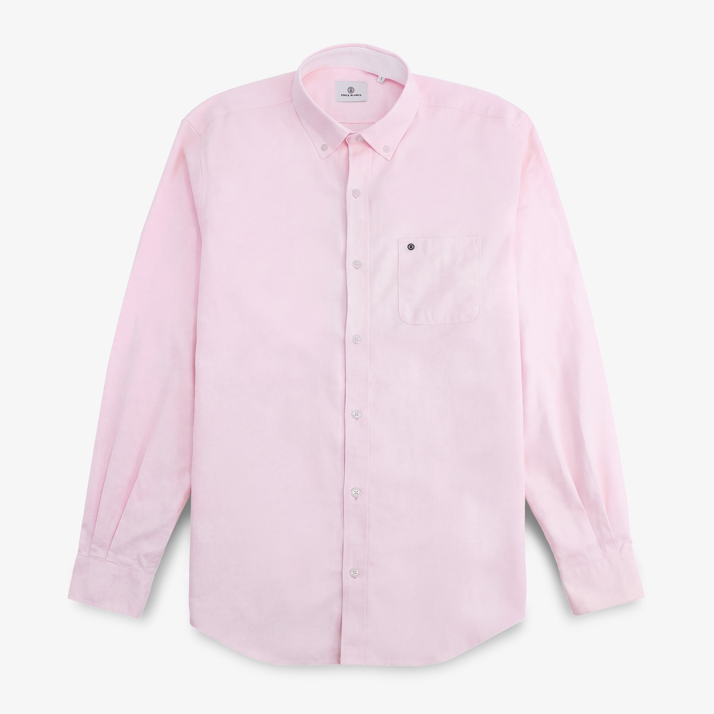 Long-sleeved Oxford cotton shirt with chest pocket SERGE BLANCO Pink