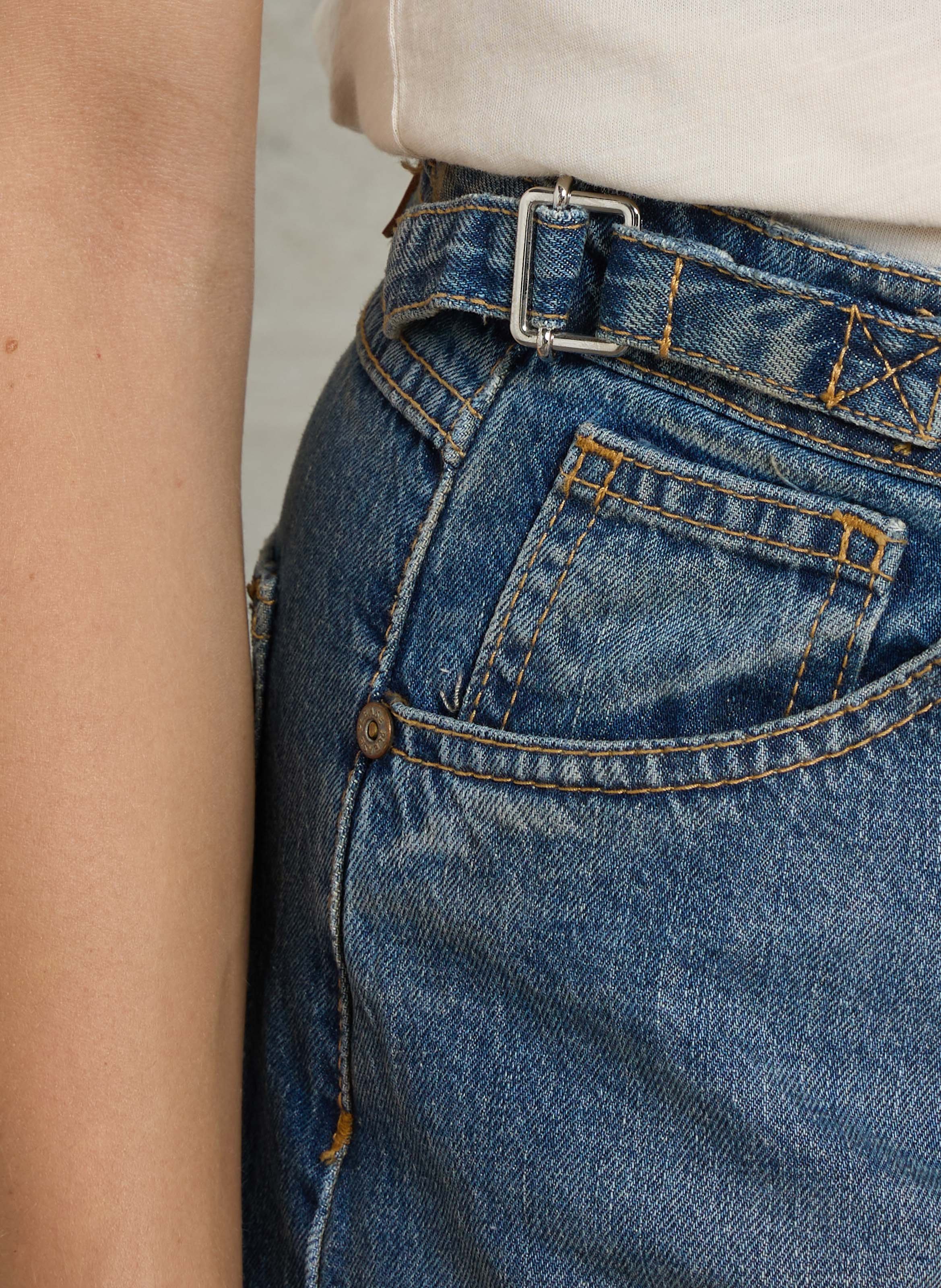 Wide-leg cotton jeans PLEASE Blue