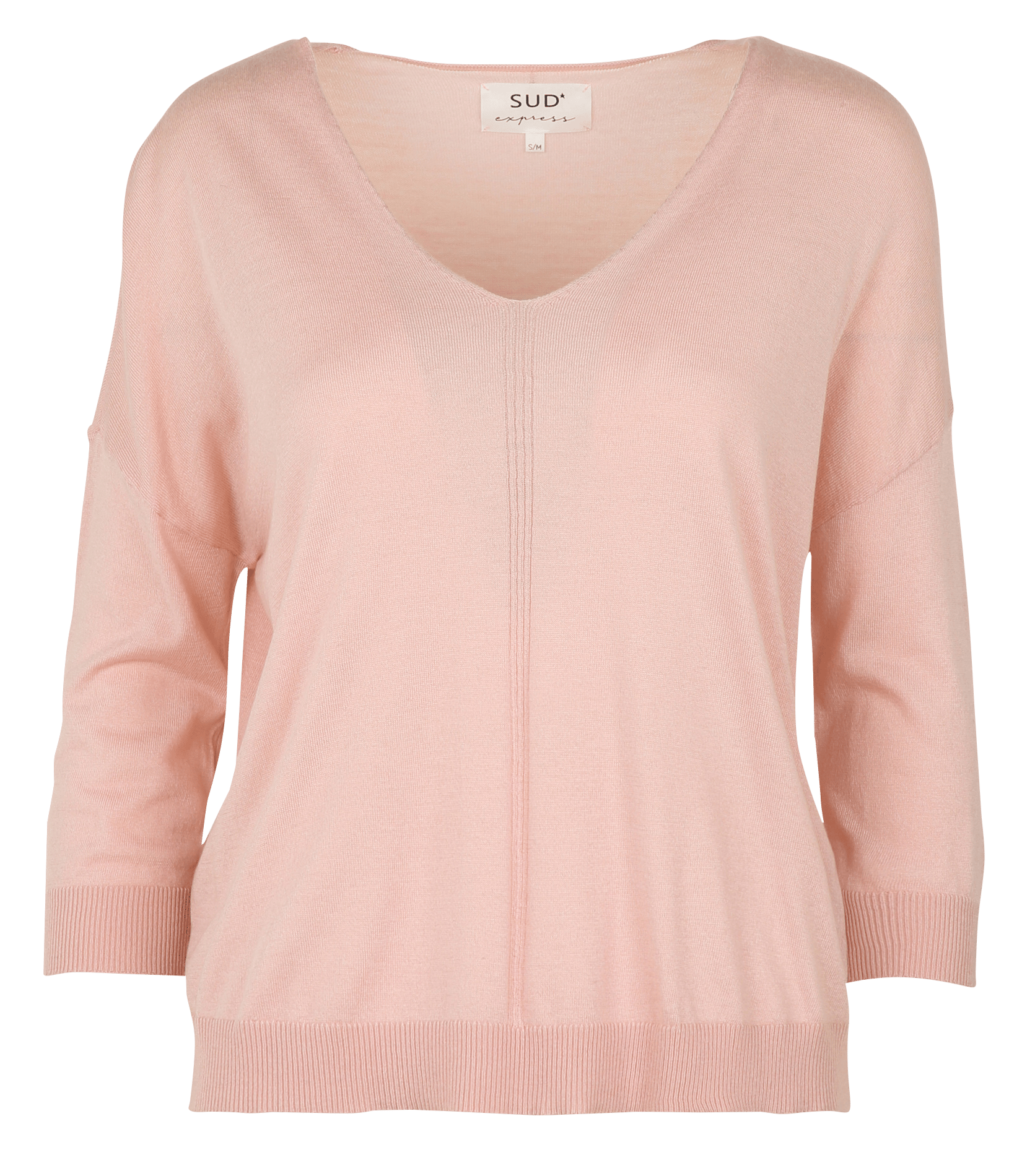 Pull droit col rond en maille SUD EXPRESS Rose