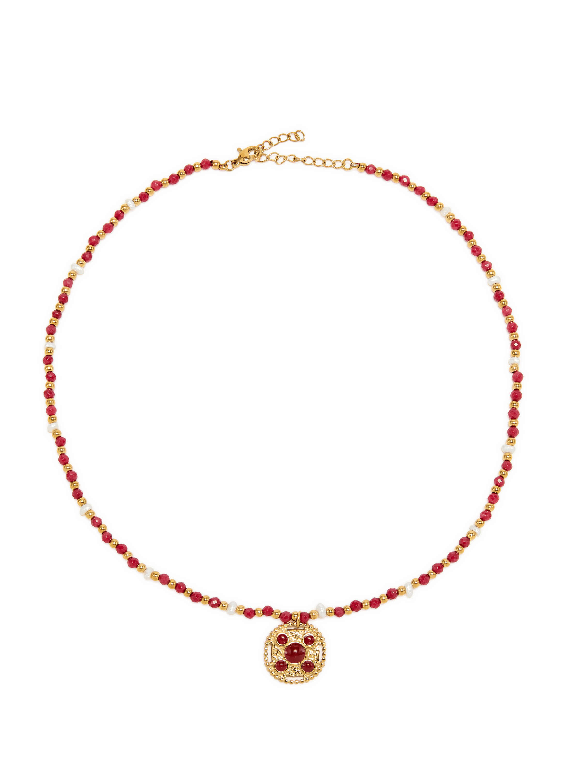 Collier pendentif en acier AU PRINTEMPS PARIS Rouge