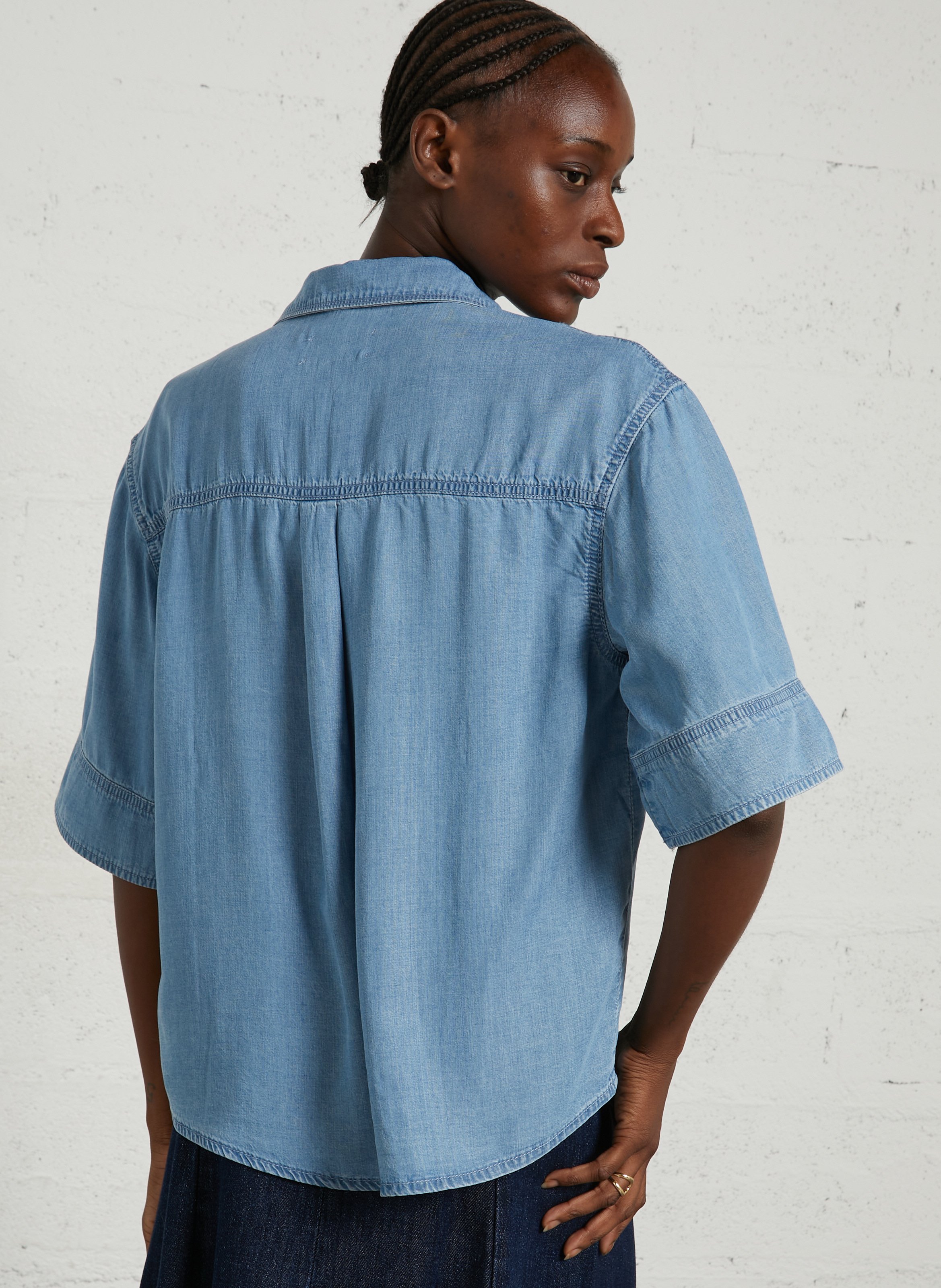 Straight-fit blouse met klassieke kraag SUD EXPRESS Blauw