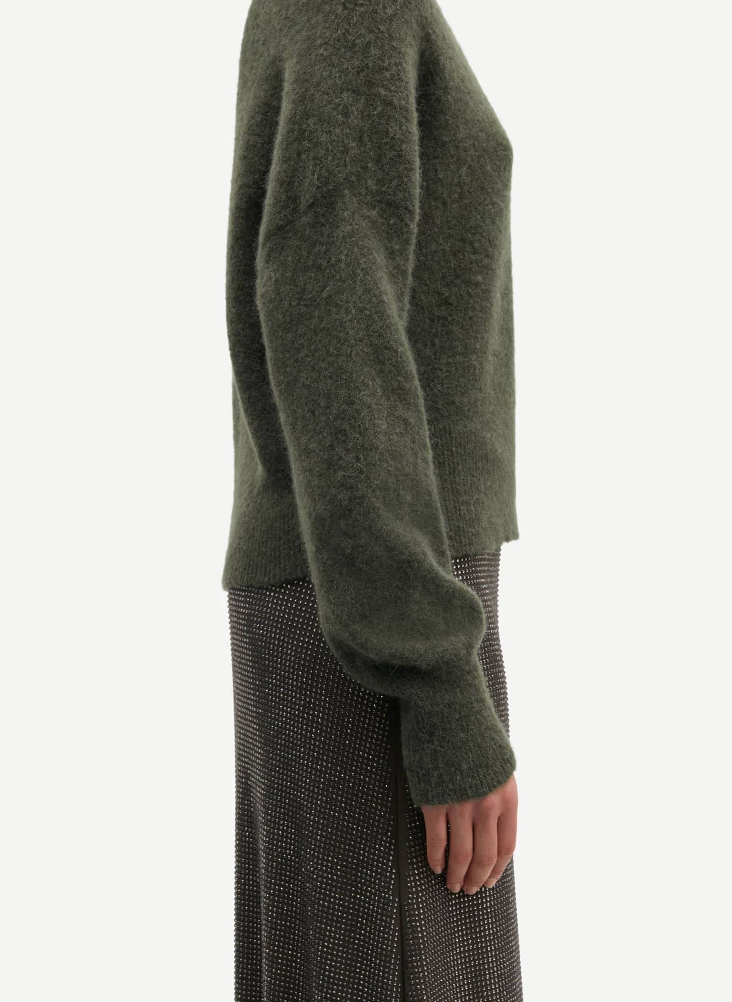 High-neck alpaca- and merino wool-blend sweater SAMSOE SAMSOE Khaki