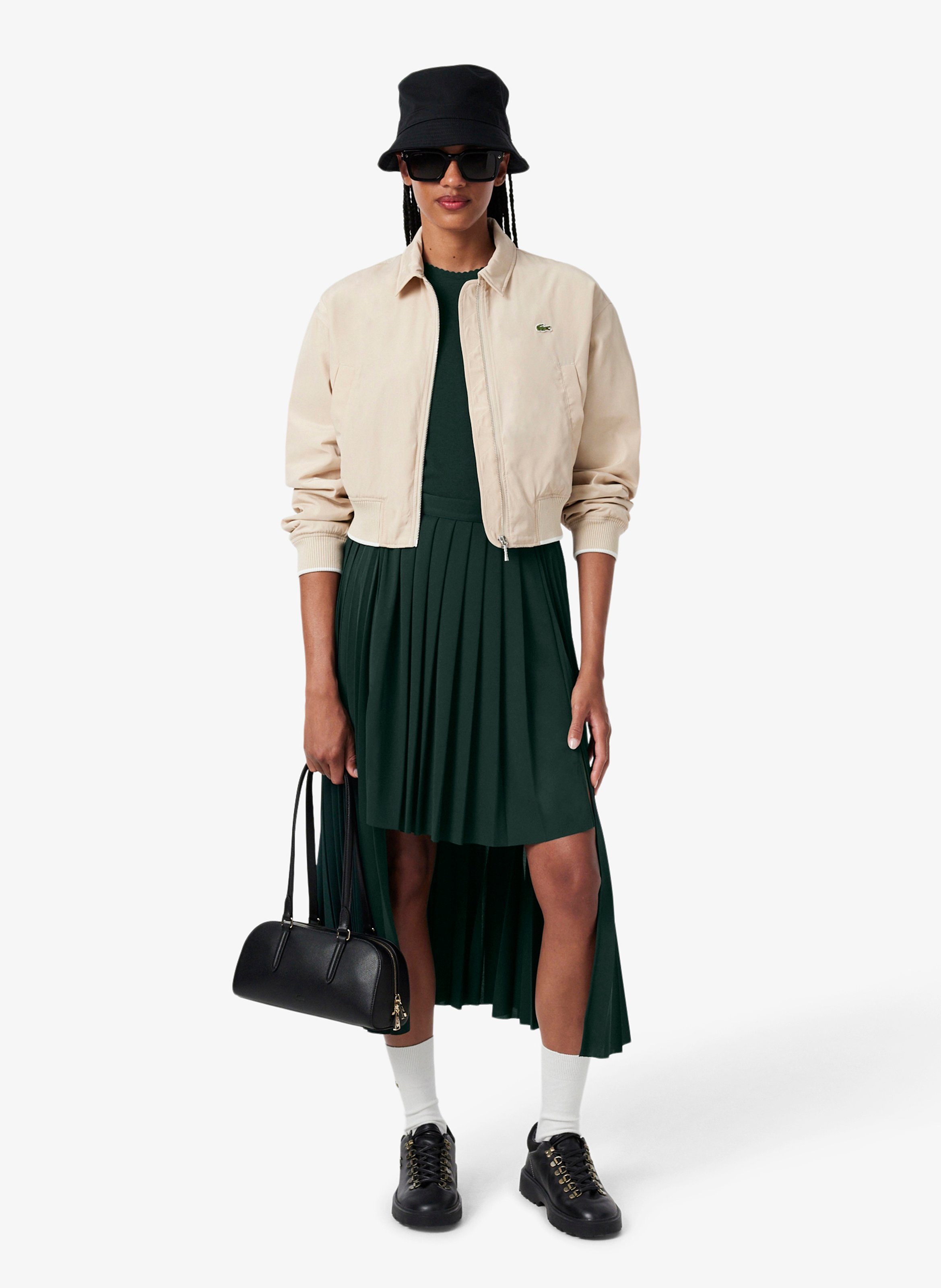 Gerader T-Shirt mit Rundhalsausschnitt und Wellenkante aus Baumwollmischung LACOSTE Grun
