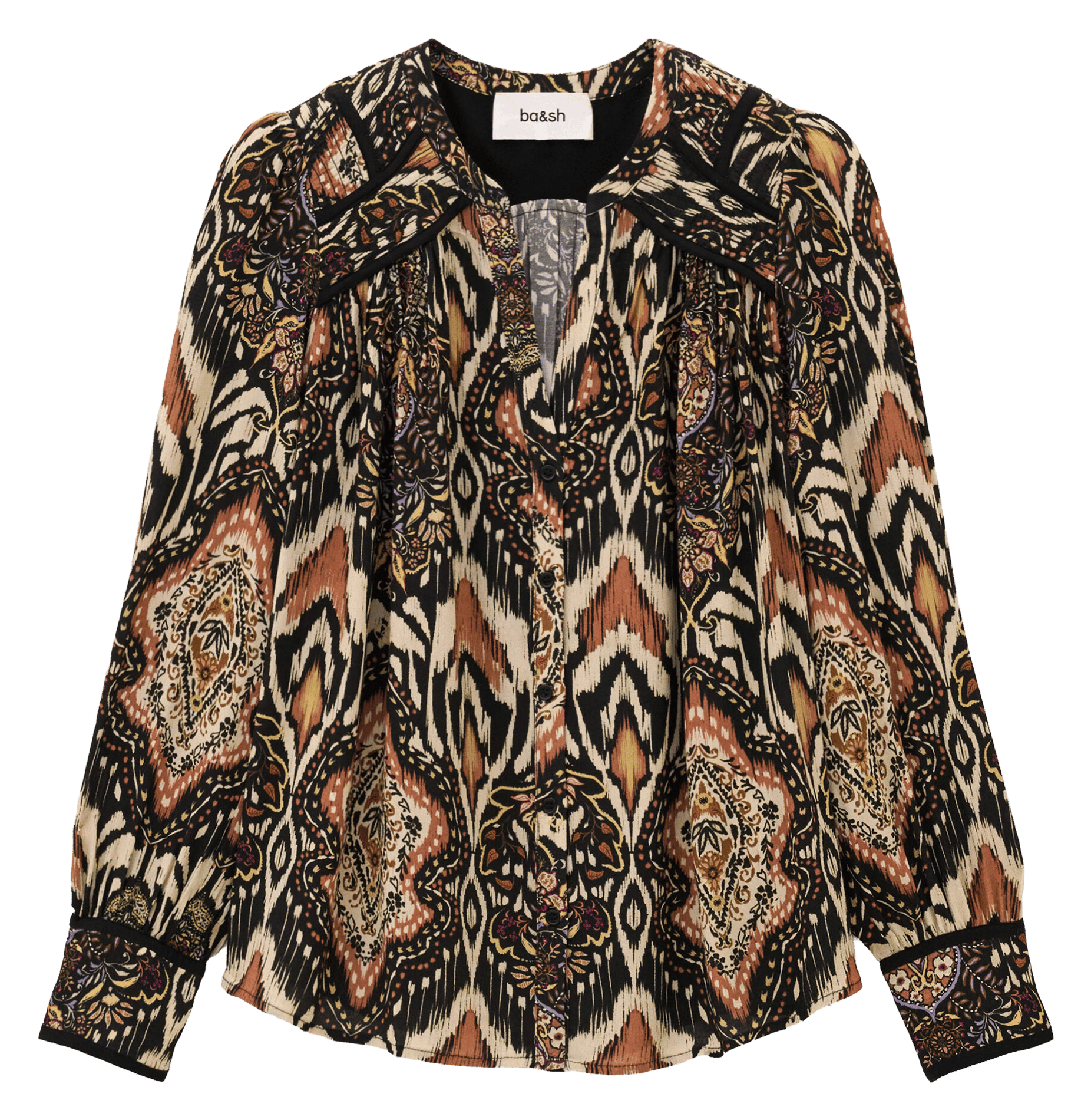 Blouse col tunisien imprimée BA&SH Noir