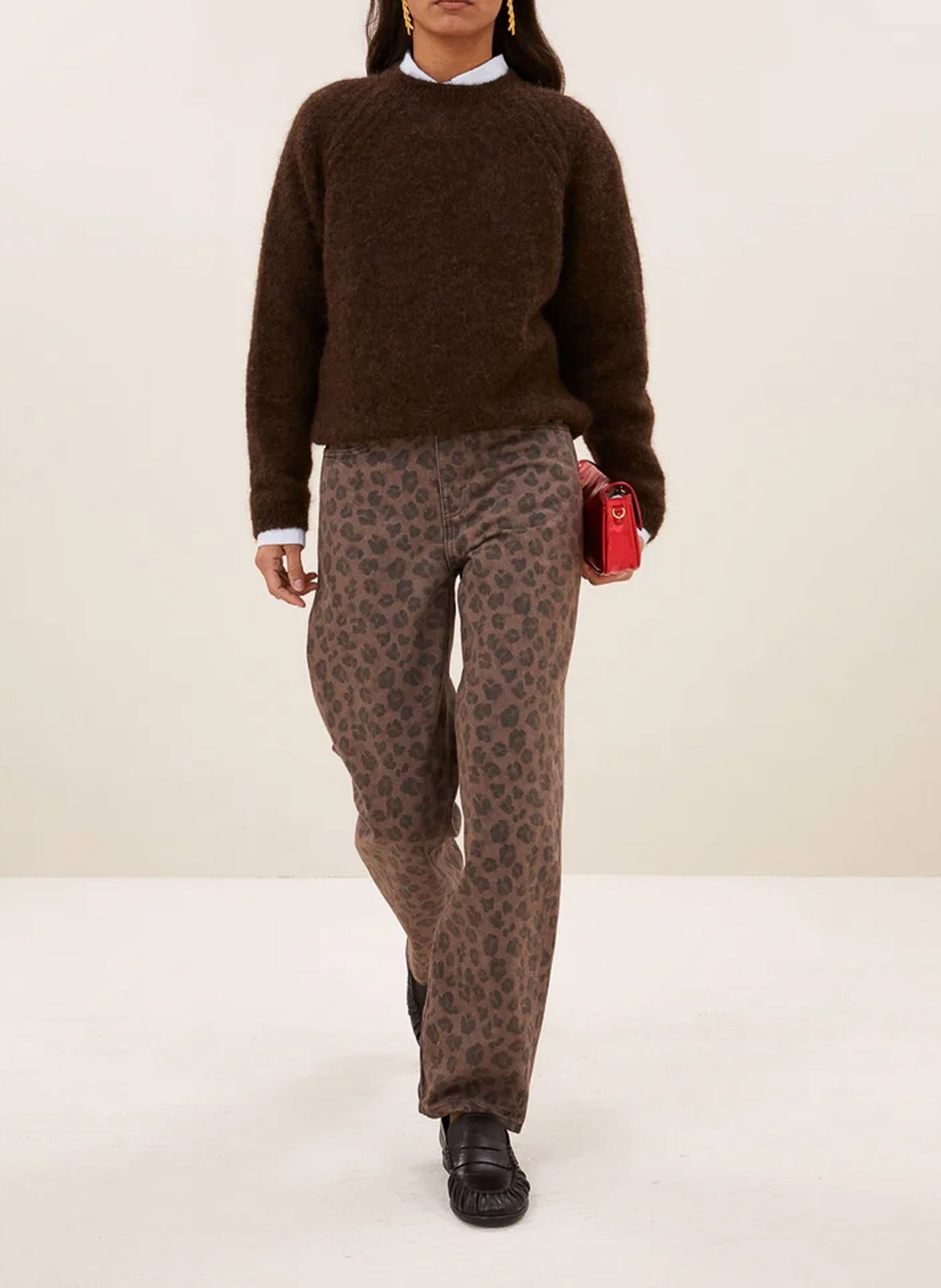 Pull oversize en laine mélangée BY BAR Marron