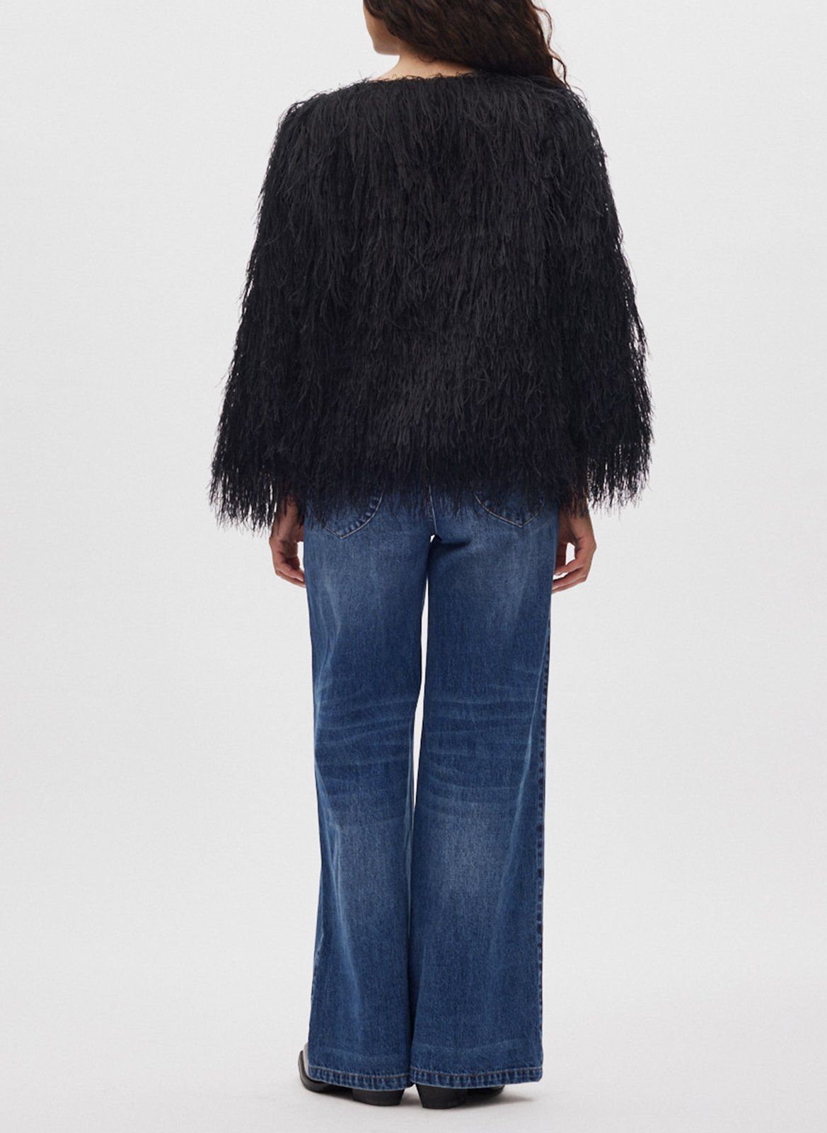 Blouse col rond effet plumes RABENS SALONER Noir