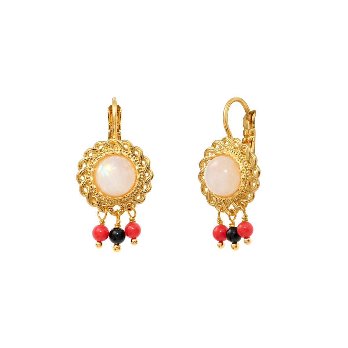 Sleeper earrings in gold-plated finish SATELLITE PARIS White