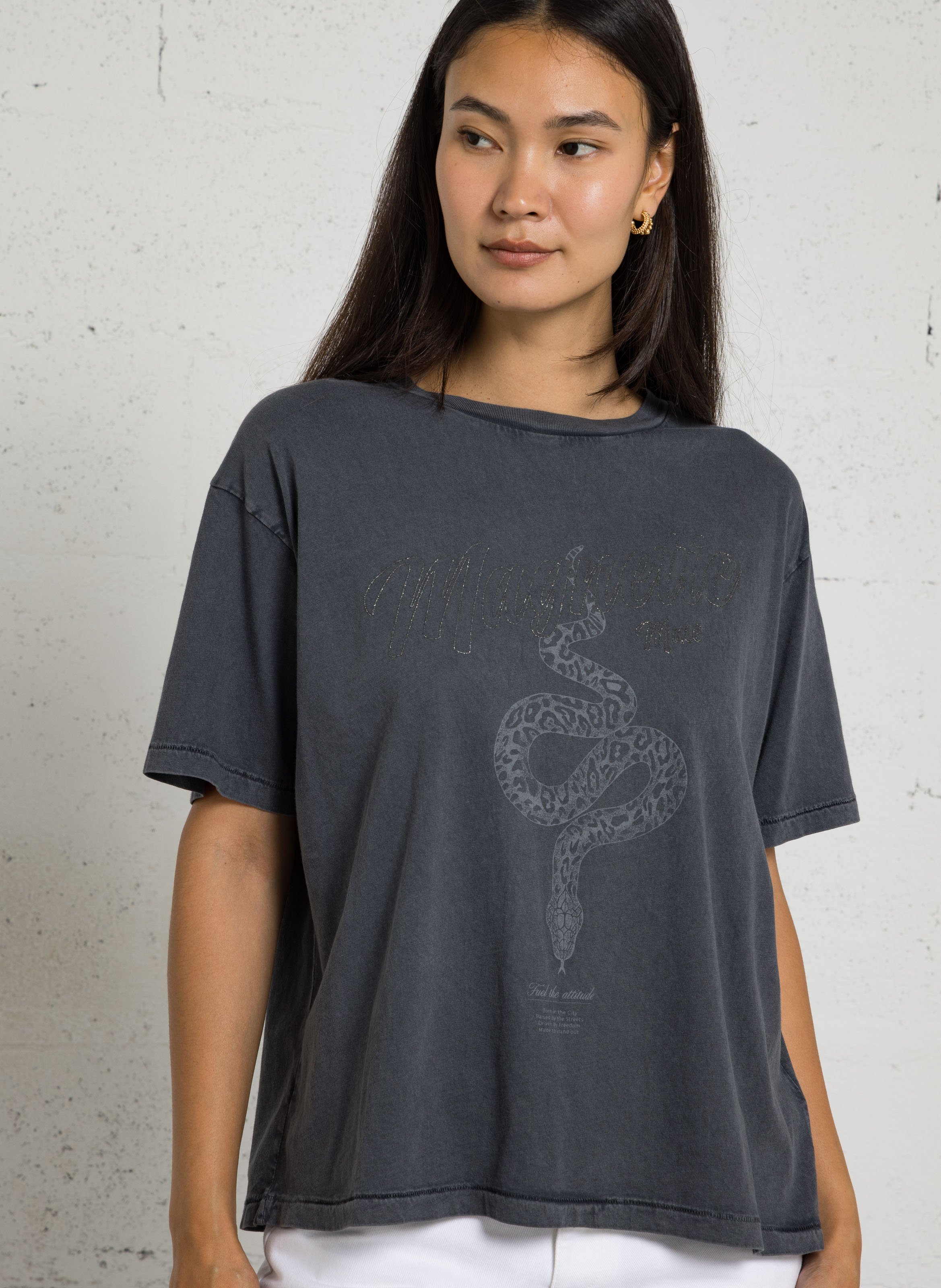 Tee-shirt large en coton IKKS Gris
