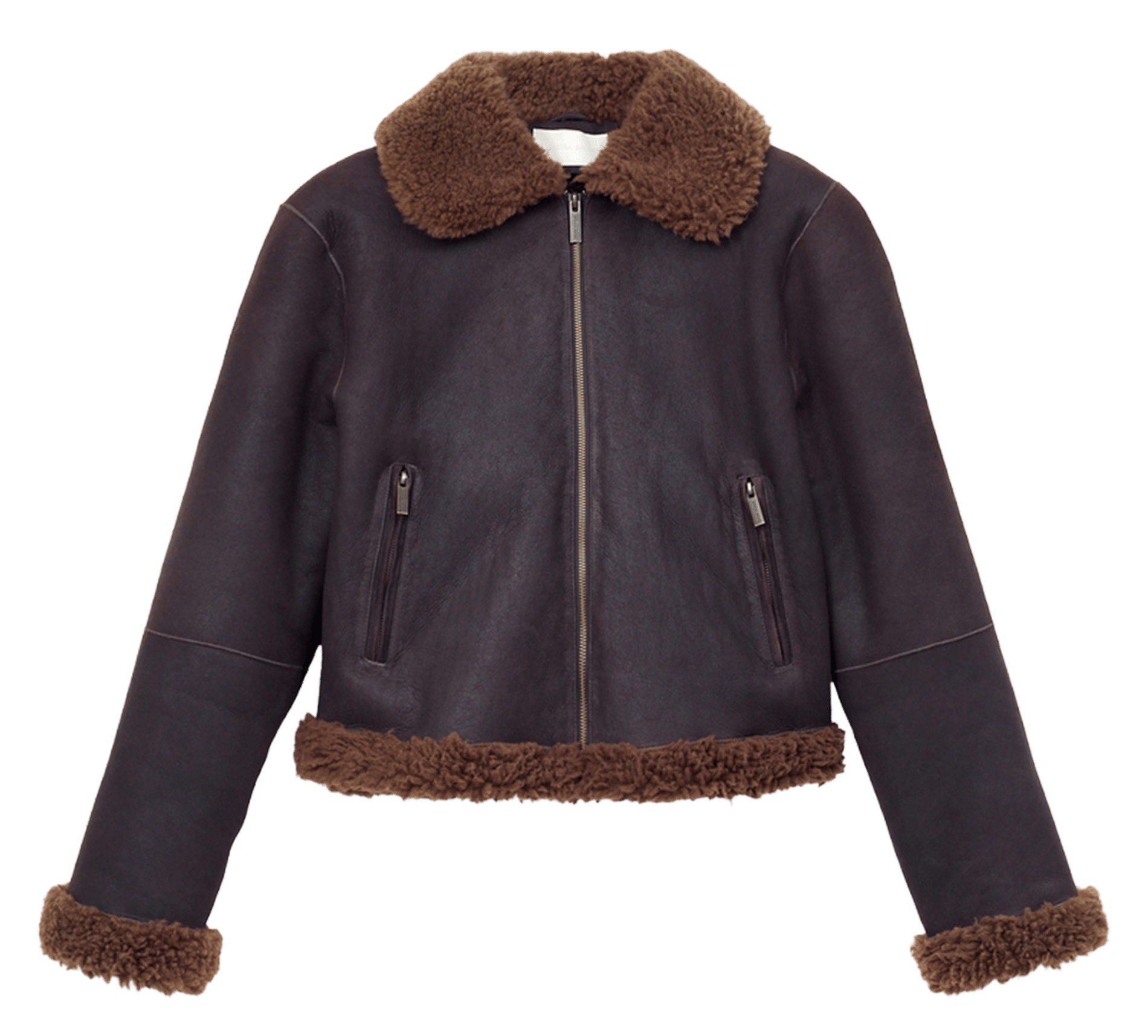Veste droit col classique en cuir VANESSA BRUNO Marron