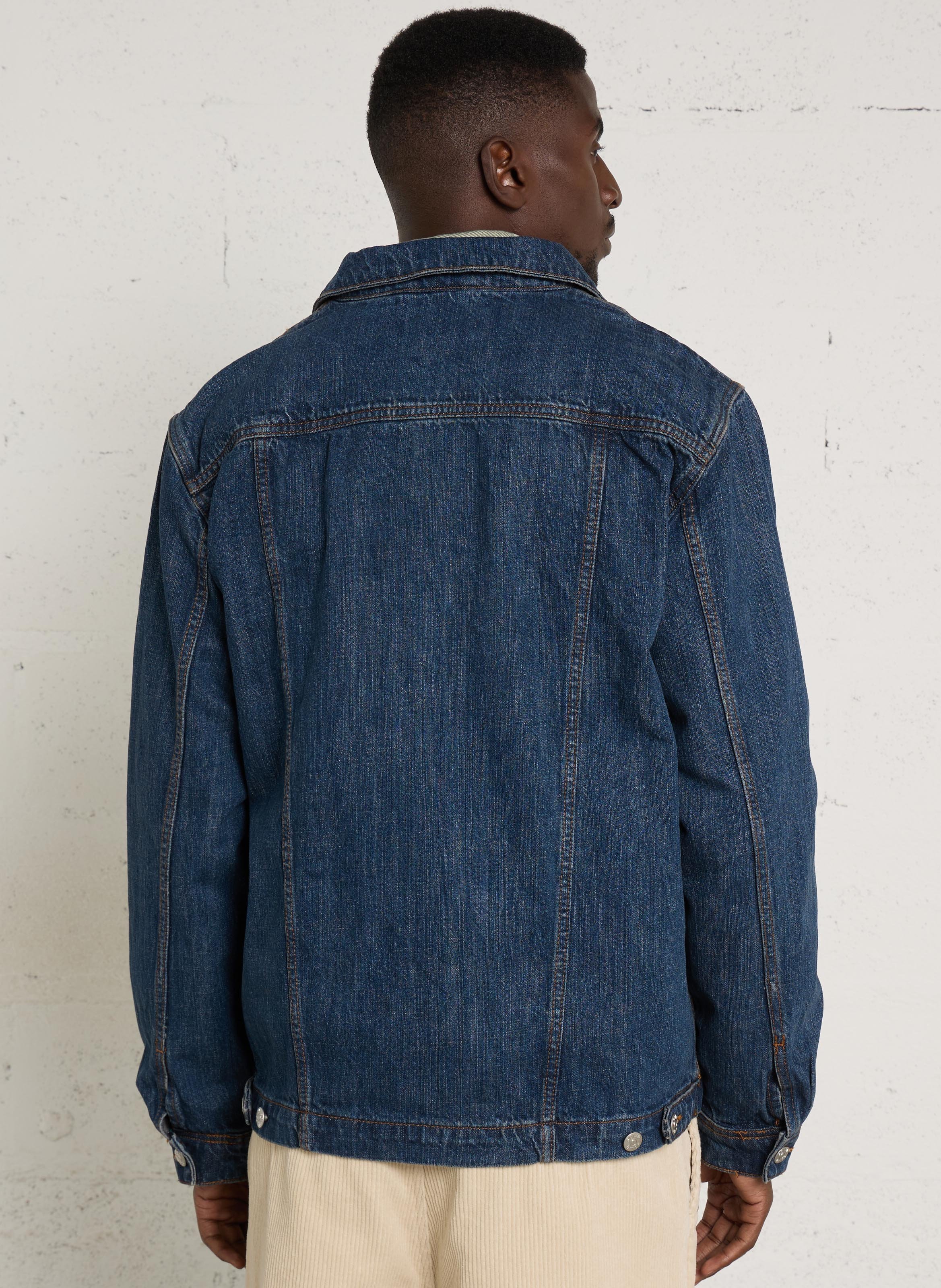 Veste en jean en coton droite SOLID Bleu