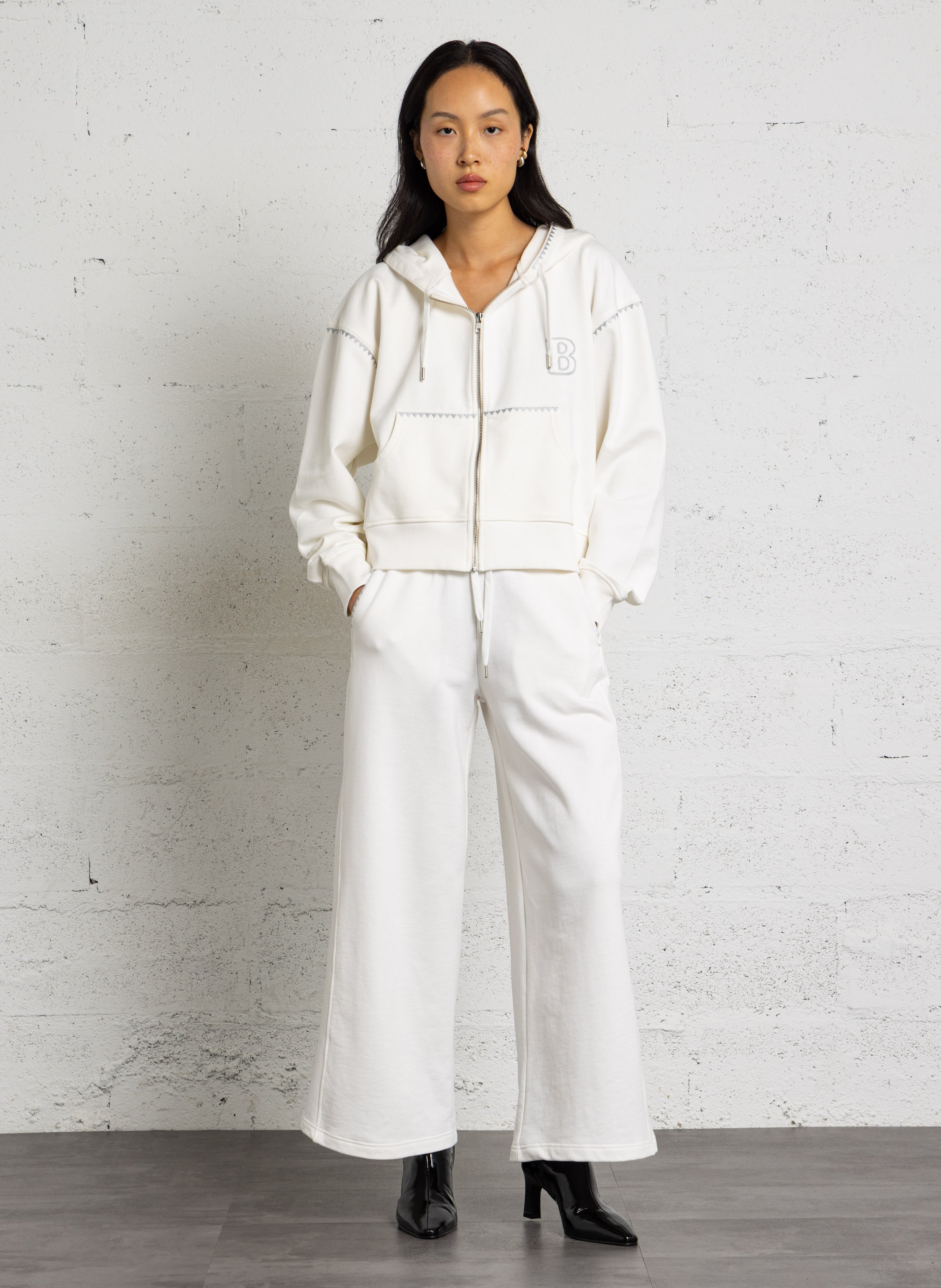 Embroidered cotton hoodie BERENICE White