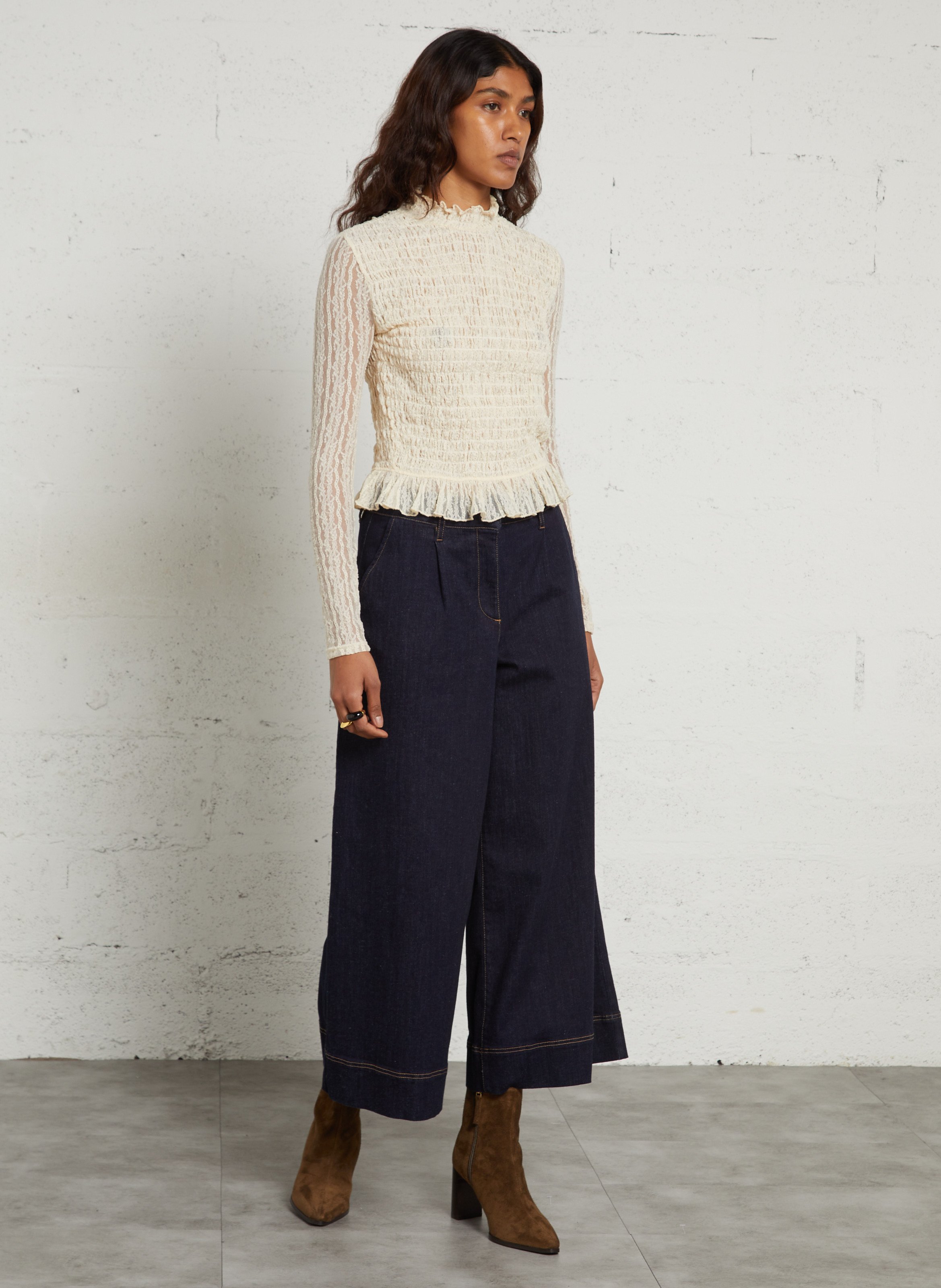 Jean cropped droit en coton mélangé MAISON 123 Bleu