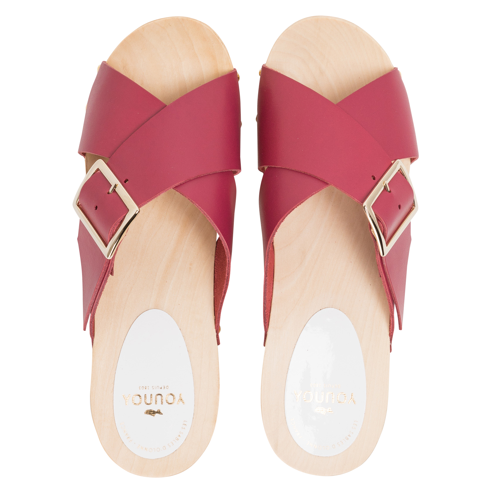 Sabots sandales à petit talon ouverts avec boucle SABOTS YOUYOU Rouge