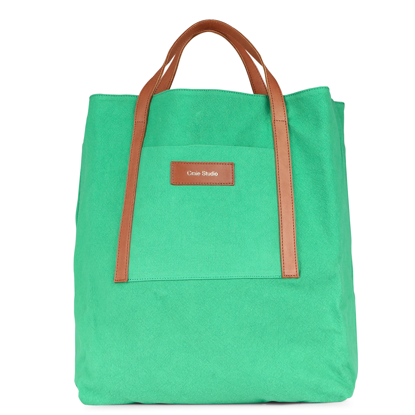 Leather and organic cotton Bi-material effect tote bag CRAIE STUDIO