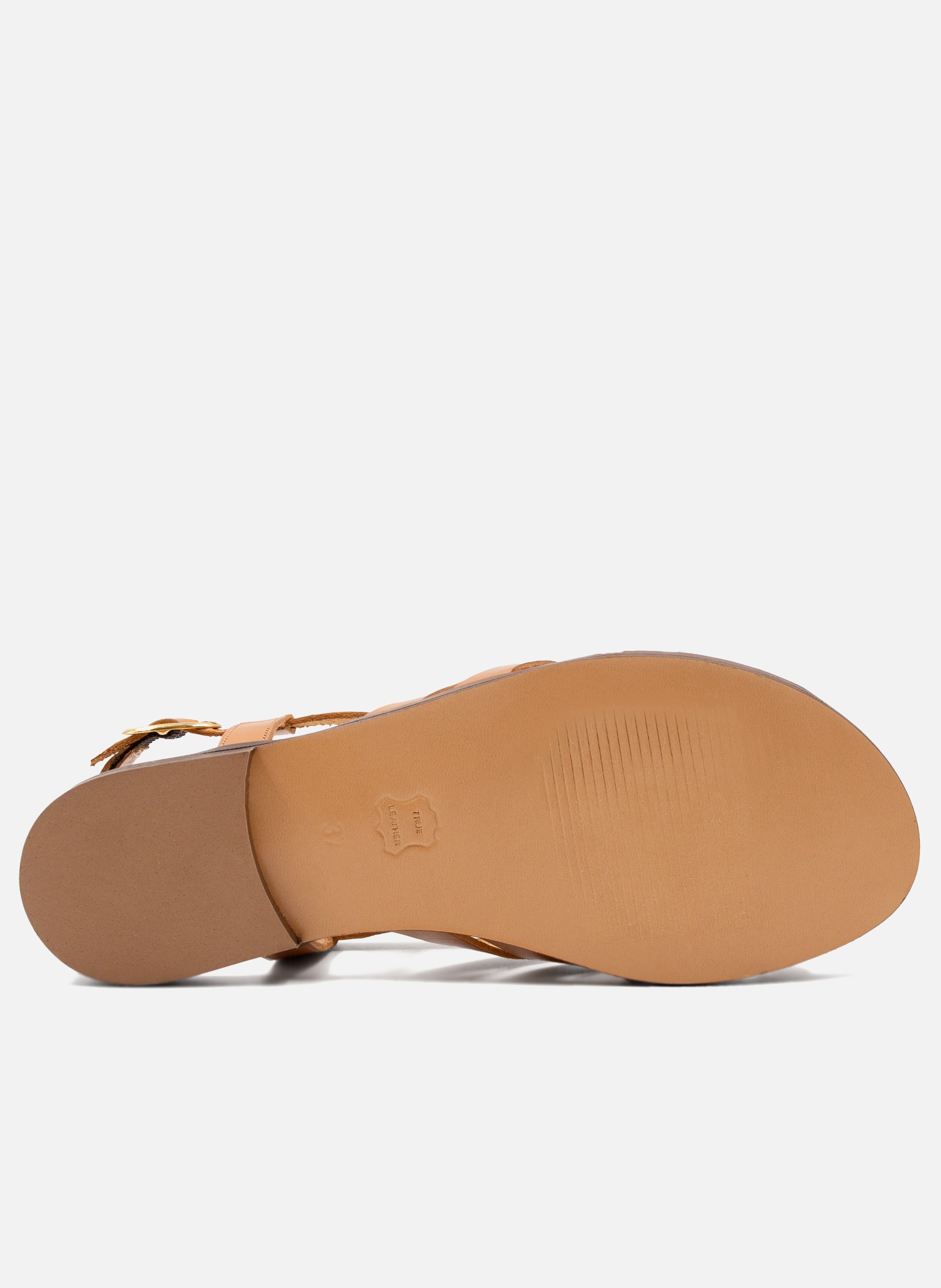 Flat sandals with smooth leather ring JULES & JENN Brown