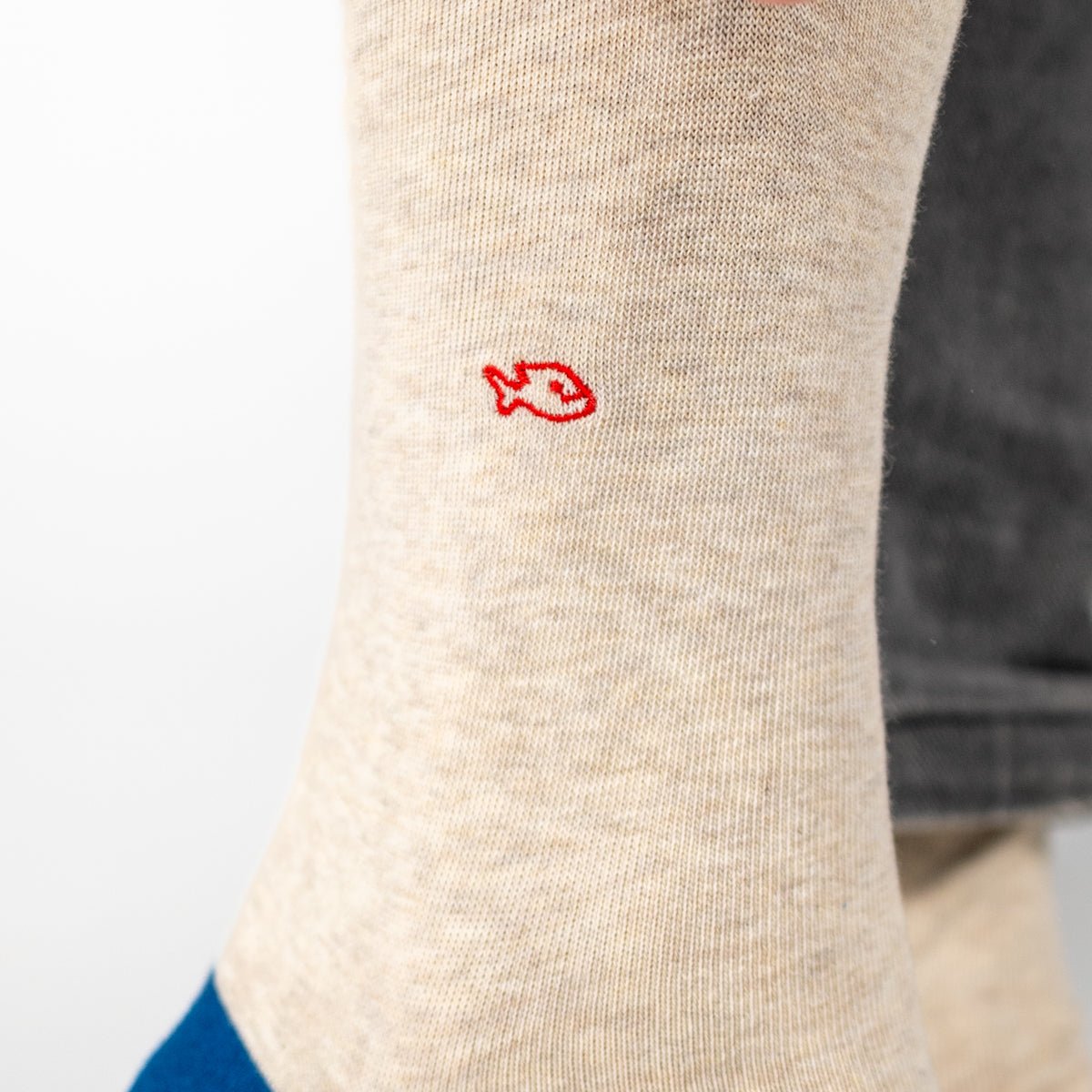 Solid combed cotton socks Beige