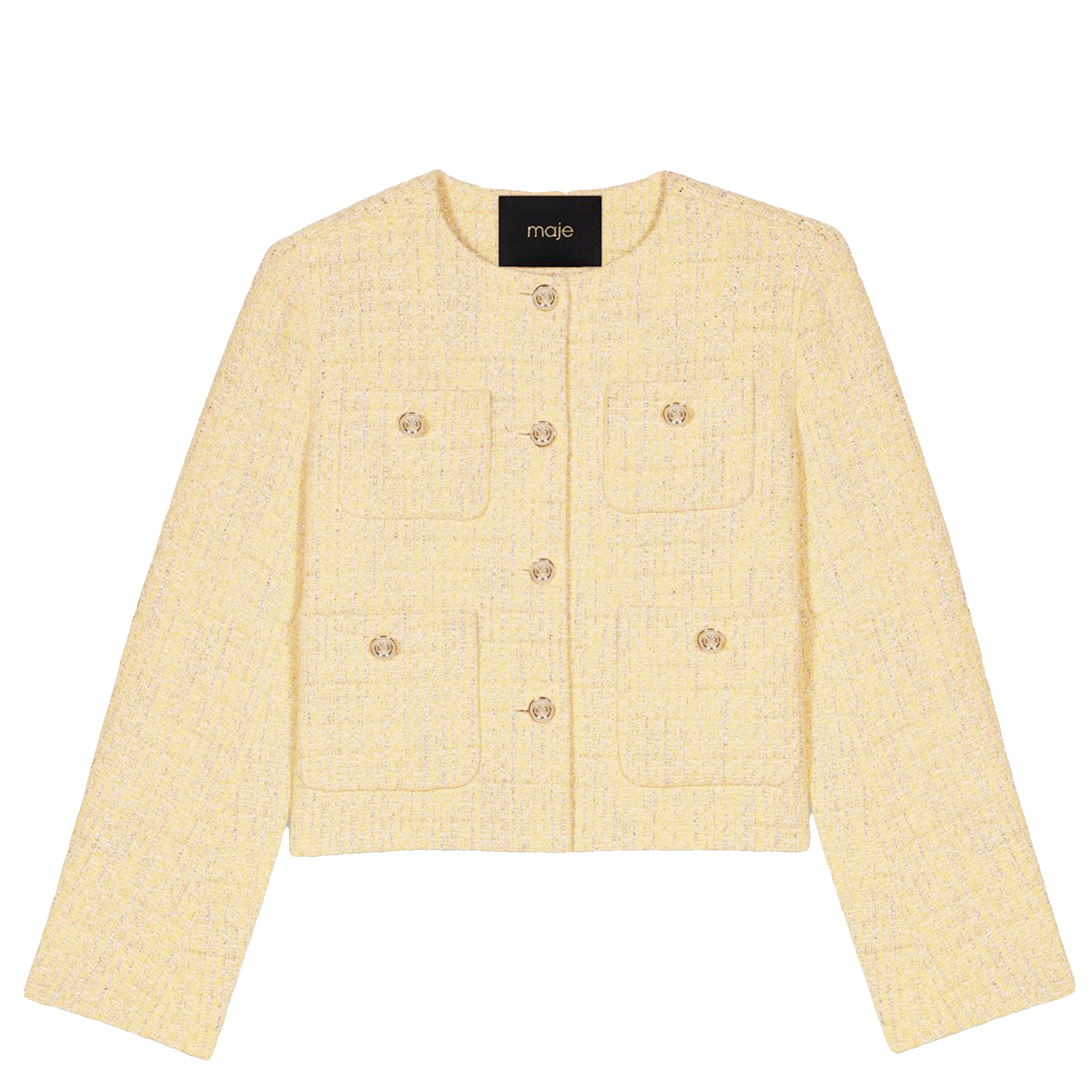 Maje Yellow Tweed Jacket Tweed Jacket Yellow Orange For Women Maje