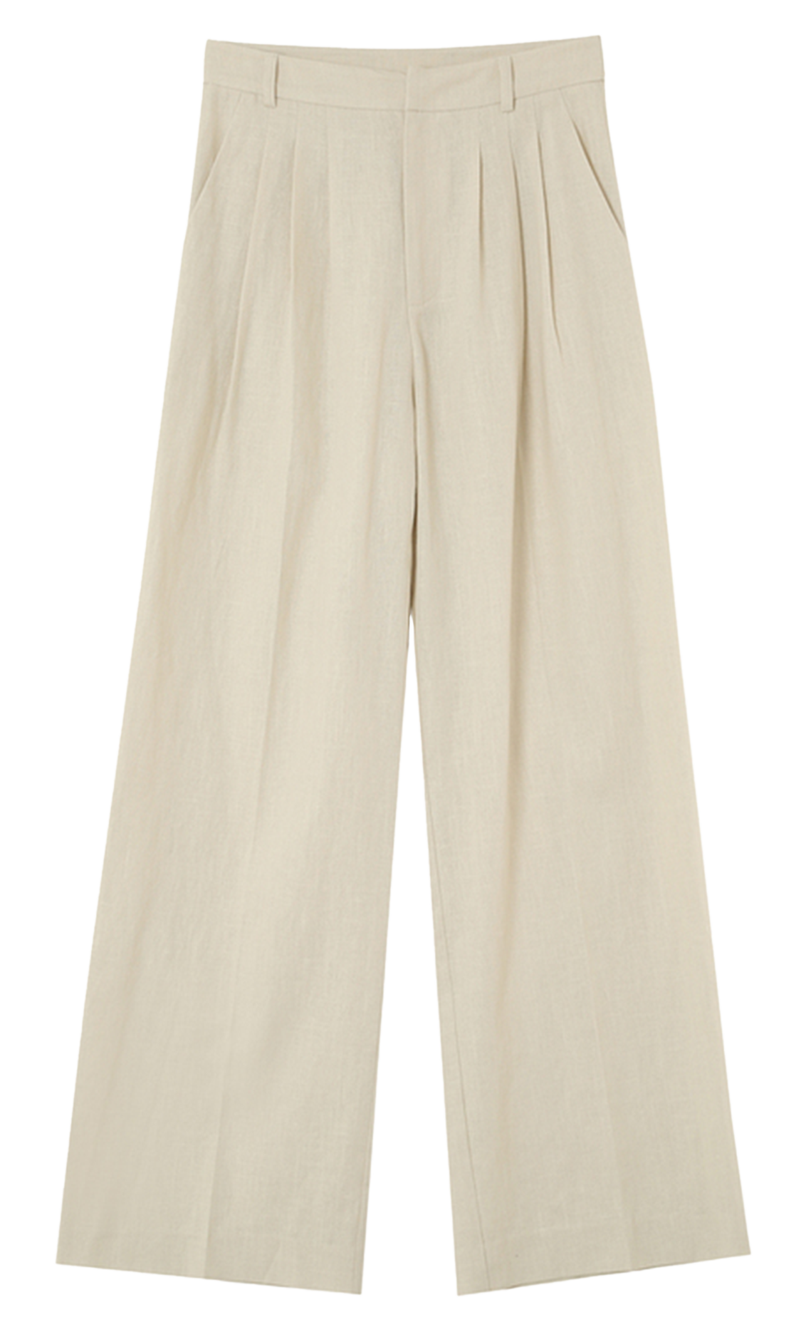 Weit geschnittene Hose aus Leinen-Mix Beige