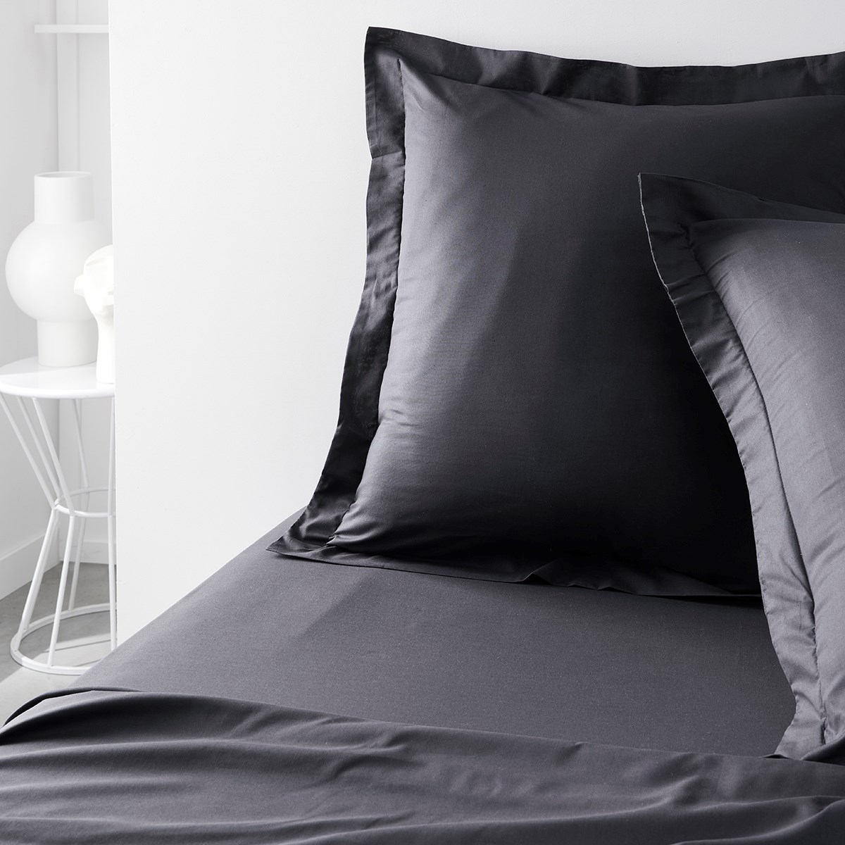 Pillowcase with organic cotton flounce TODAY LINGE DE MAISON Black