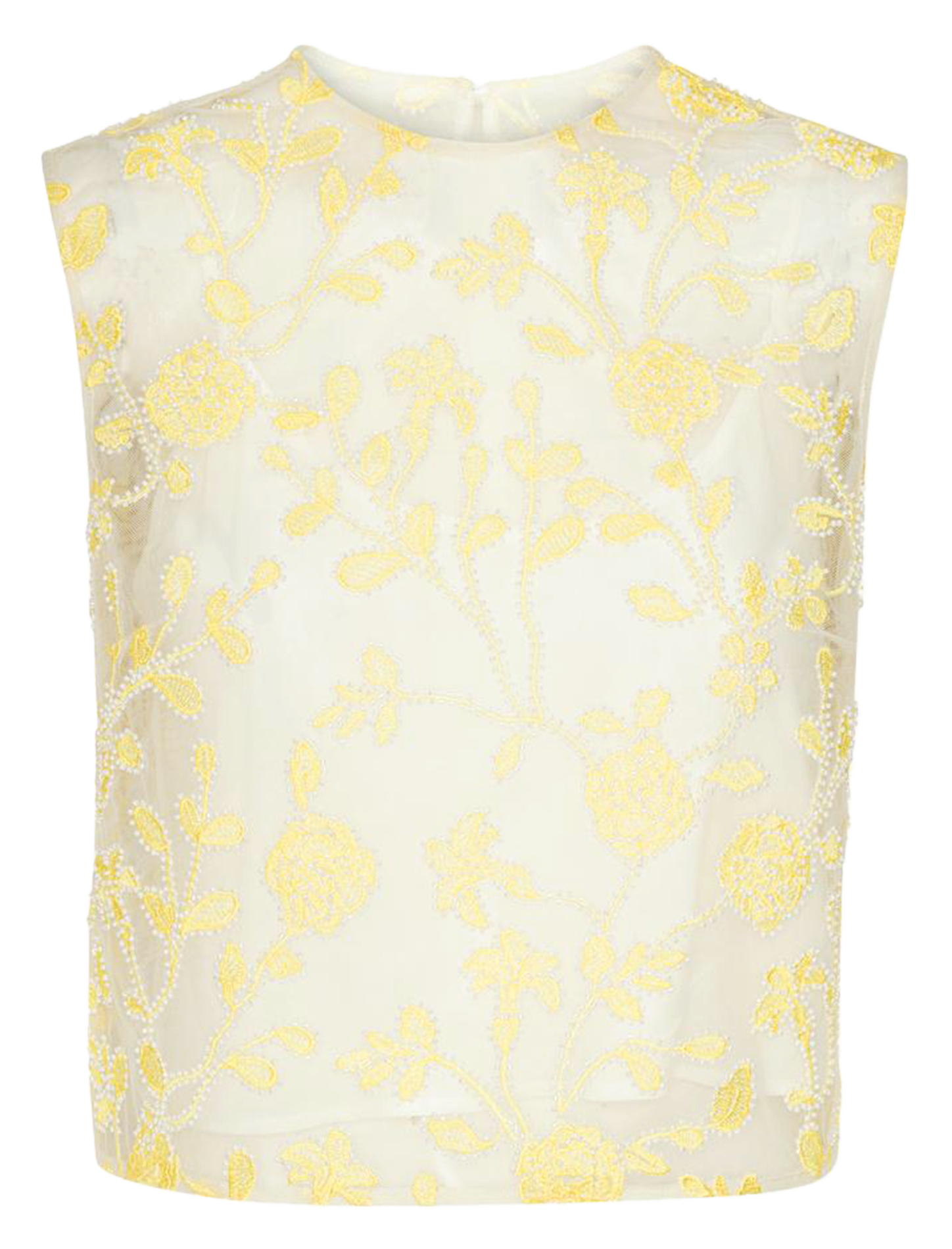 Besticktes Crop-Top Weiss