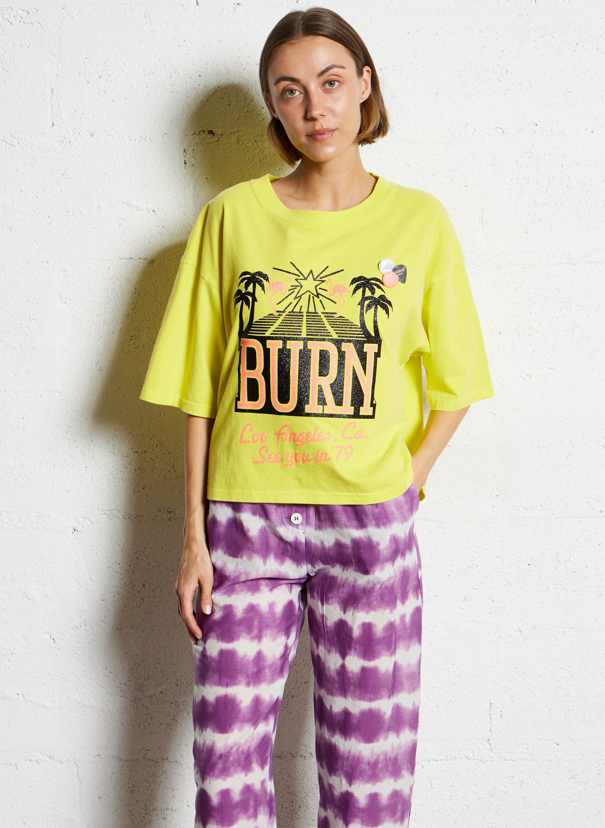 Oversized cotton screen-printed t-shirt NEWTONE Yellow
