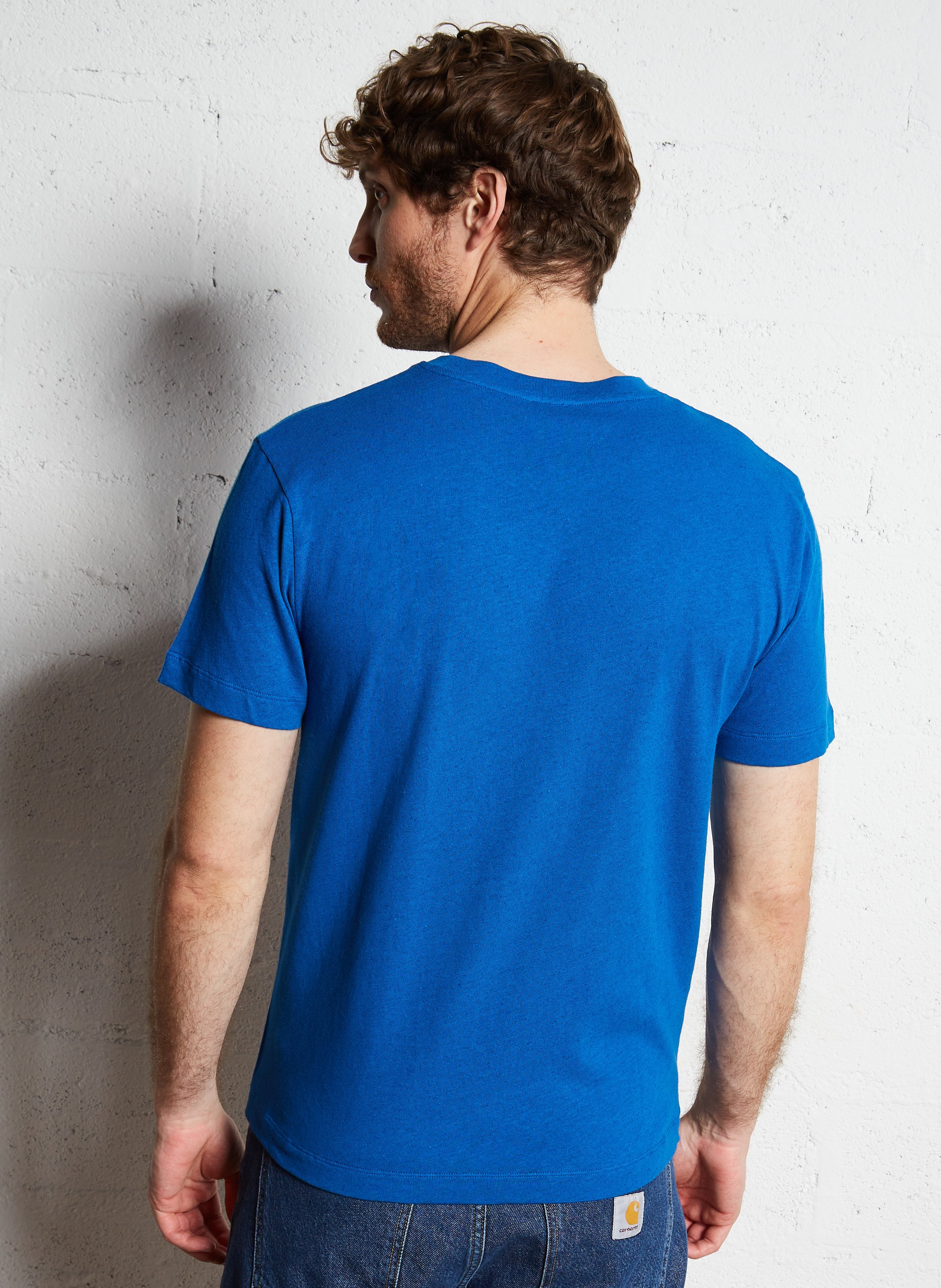 Basic cotton-mix T-shirt AU PRINTEMPS PARIS Blue