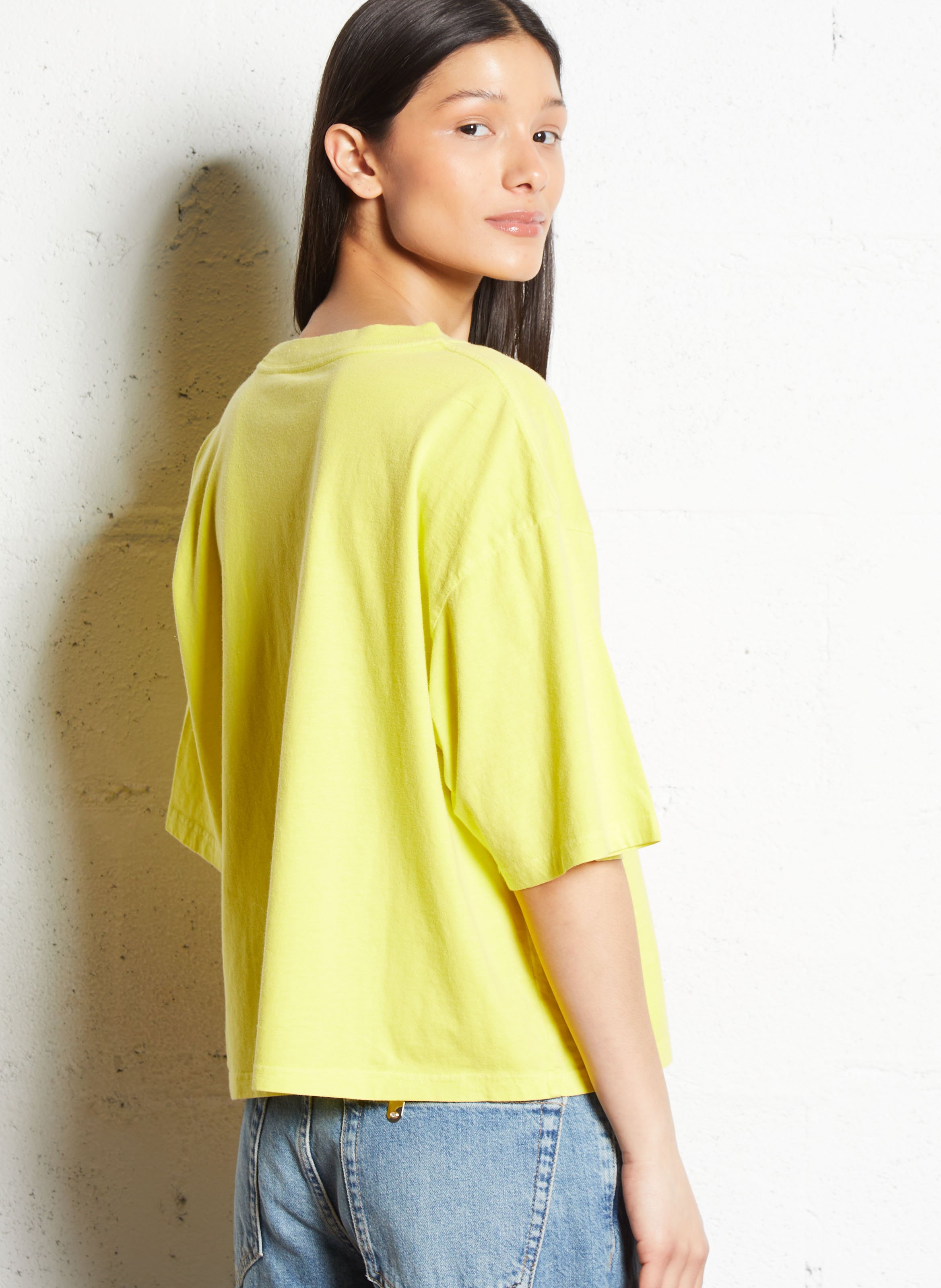 Tee-shirt droit col rond en coton NEWTONE Jaune