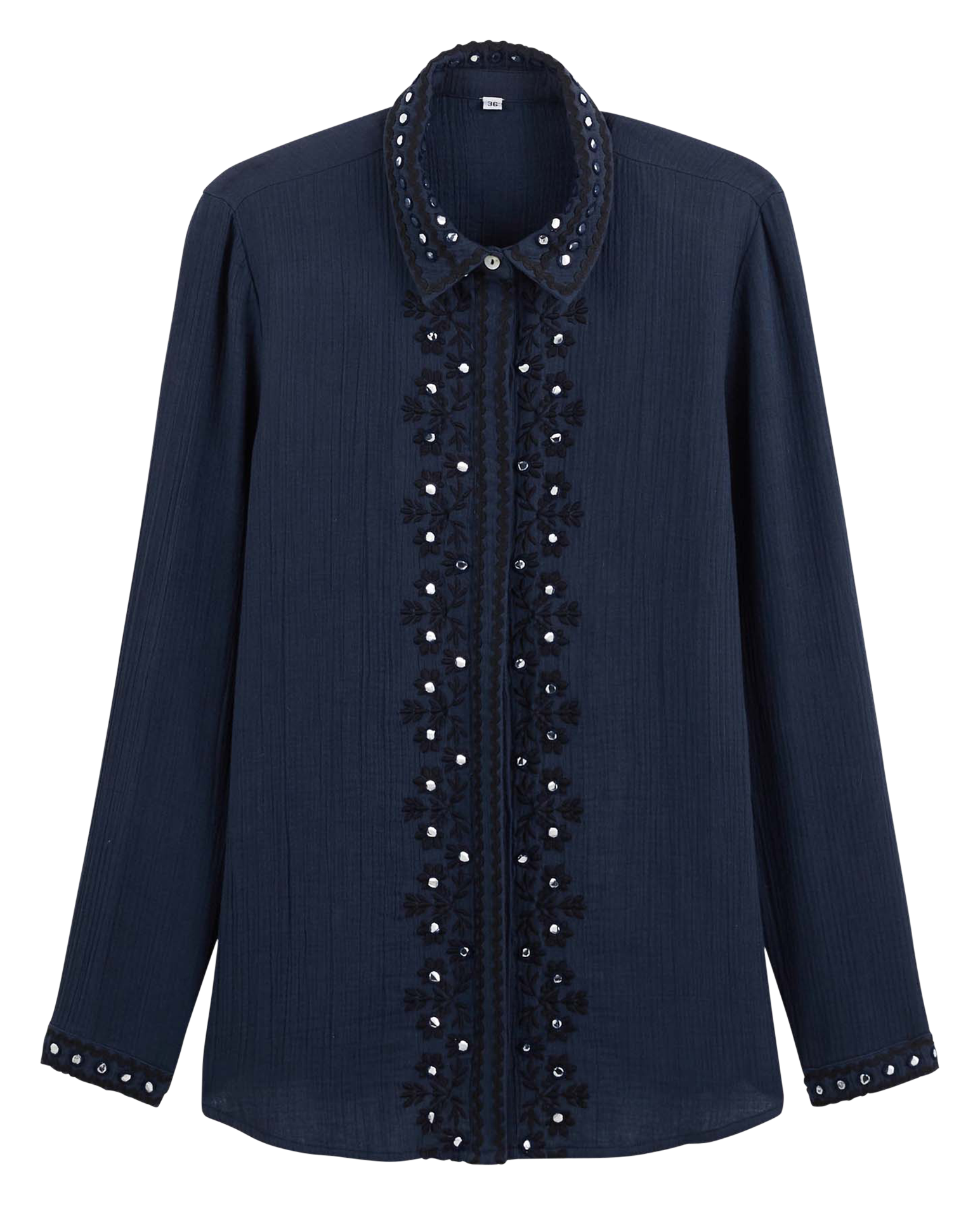 Cotton shirt with classic collar WILD Blue