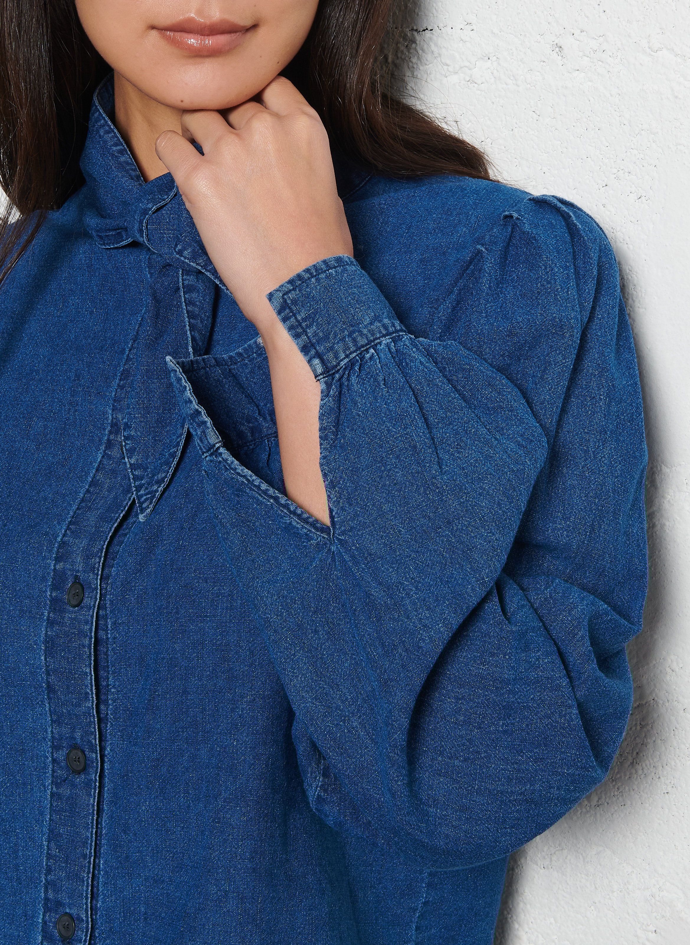 Recht overhemd van linnenmix SUZIE WINKLE Blauw