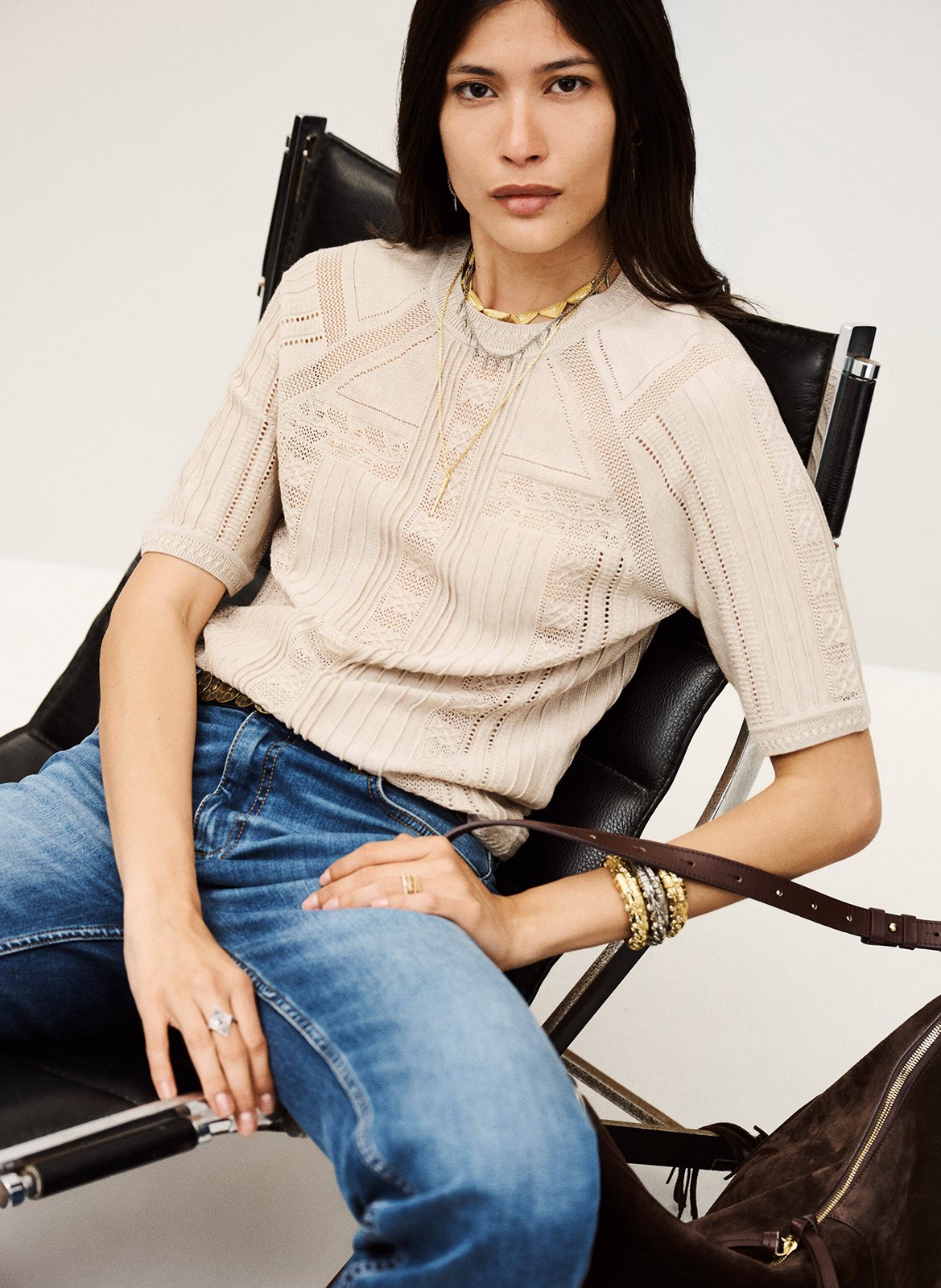 Trui met ronde hals - wolblend BA&SH Beige