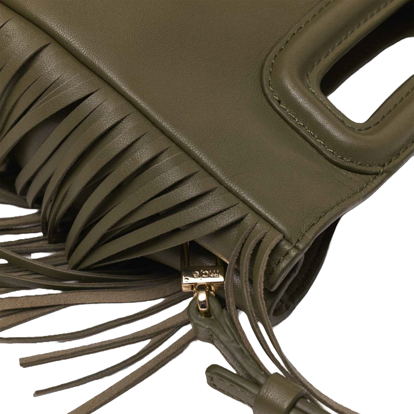 Sac bandoulière en cuir lisse MAJE Kaki