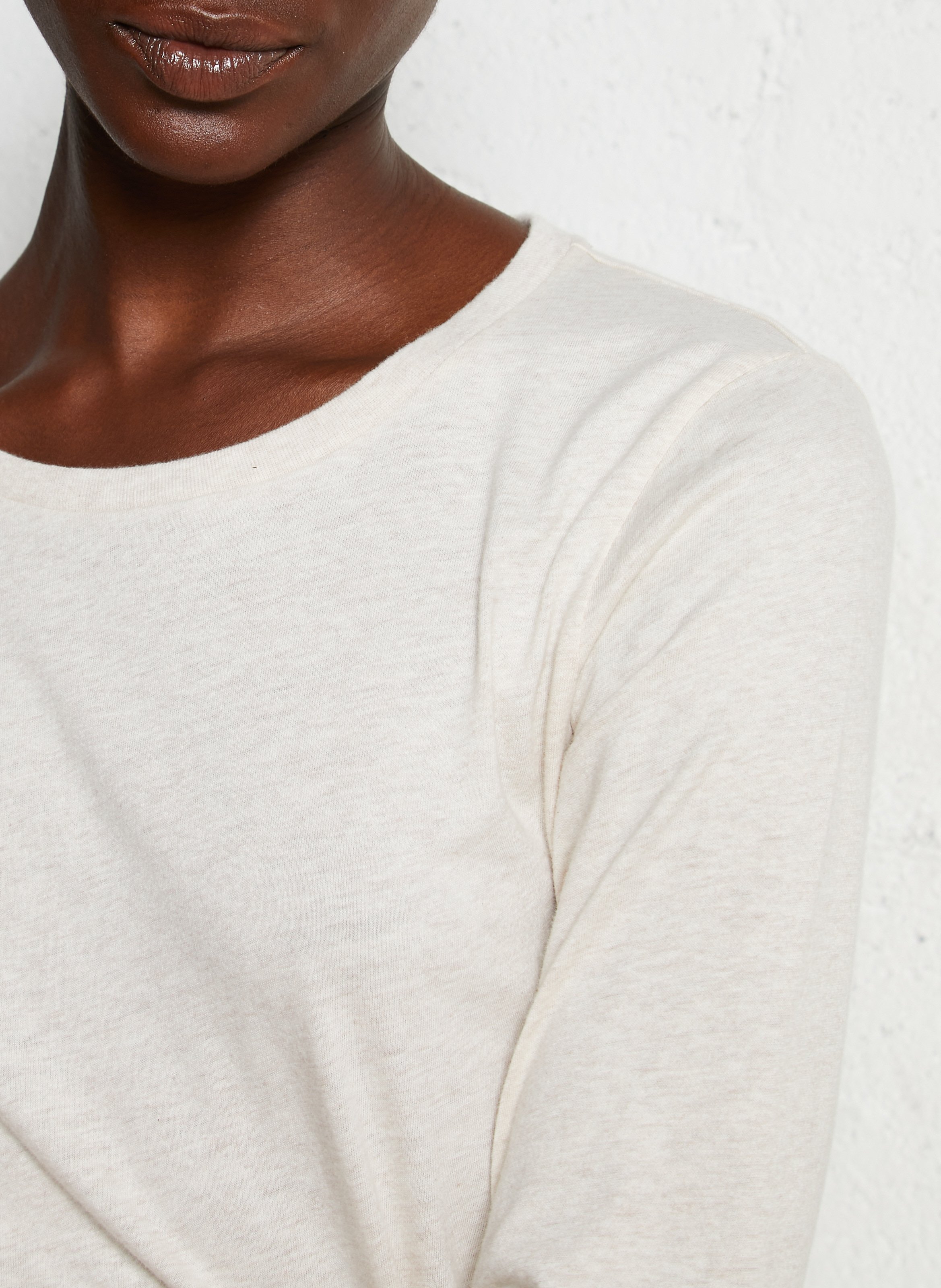 Long-sleeved round-neck cotton T-shirt MAJESTIC FILATURES Beige