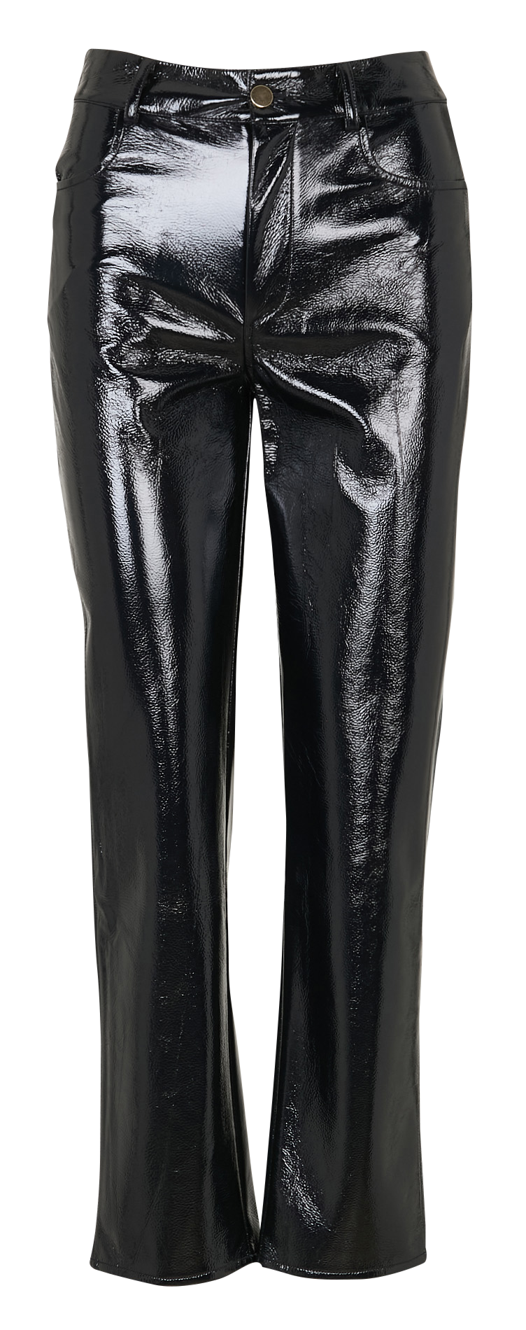 High-waisted straight leg shiny trousers PETITE MENDIGOTE Blue