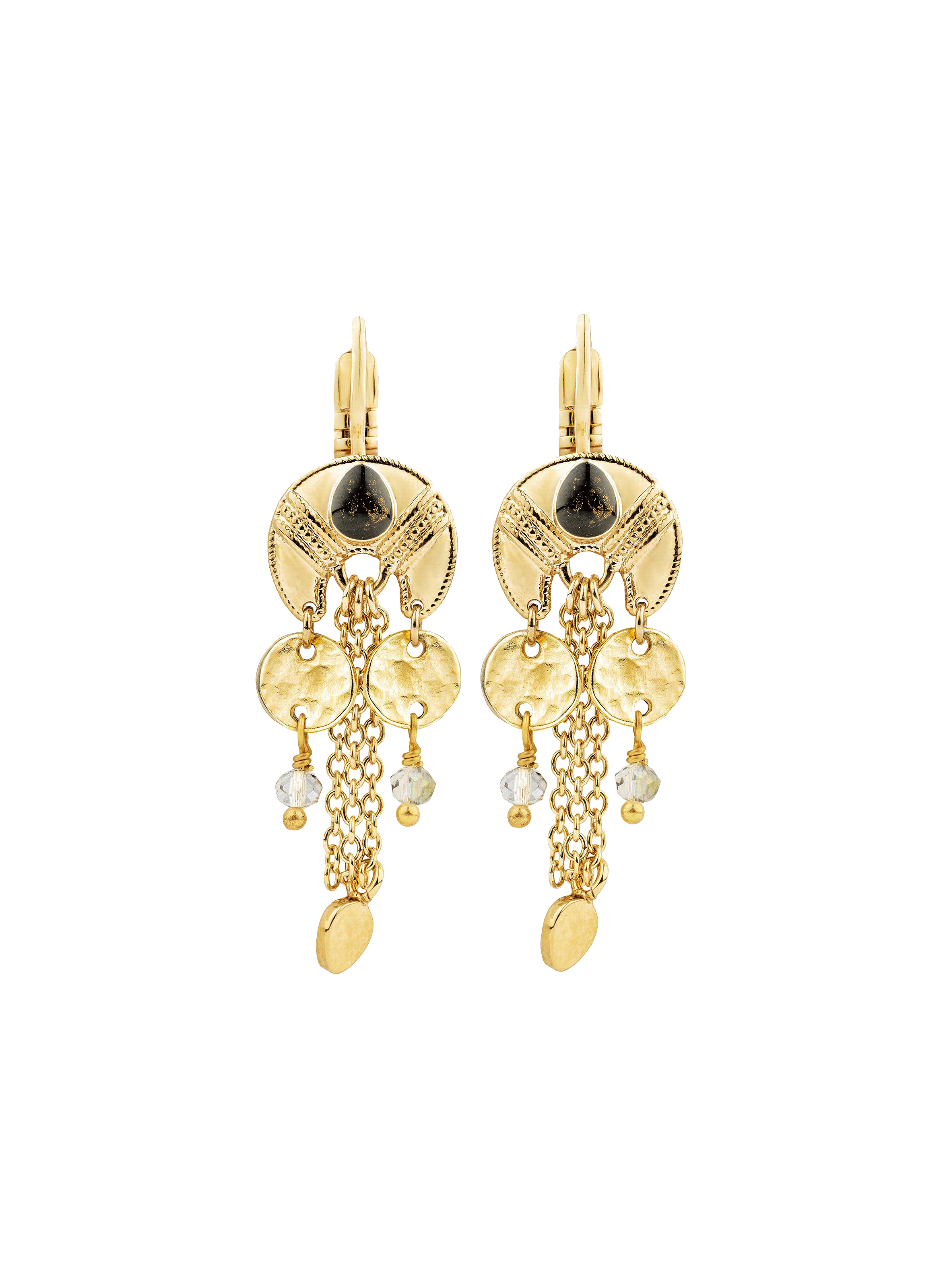 Hanging earrings with chains HIPANEMA Black