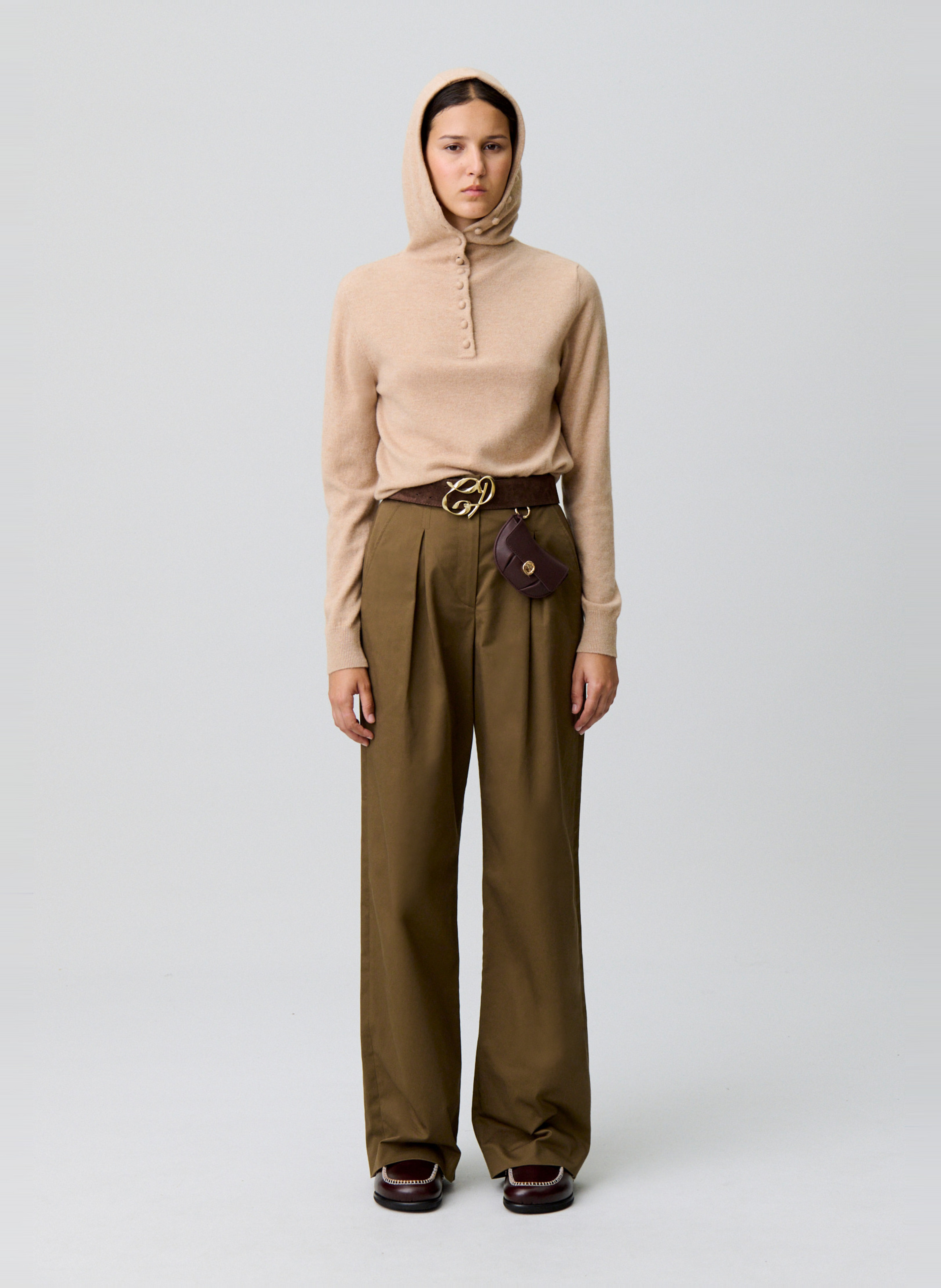 Pull à capuche en laine mélangée CLAUDIE PIERLOT Beige