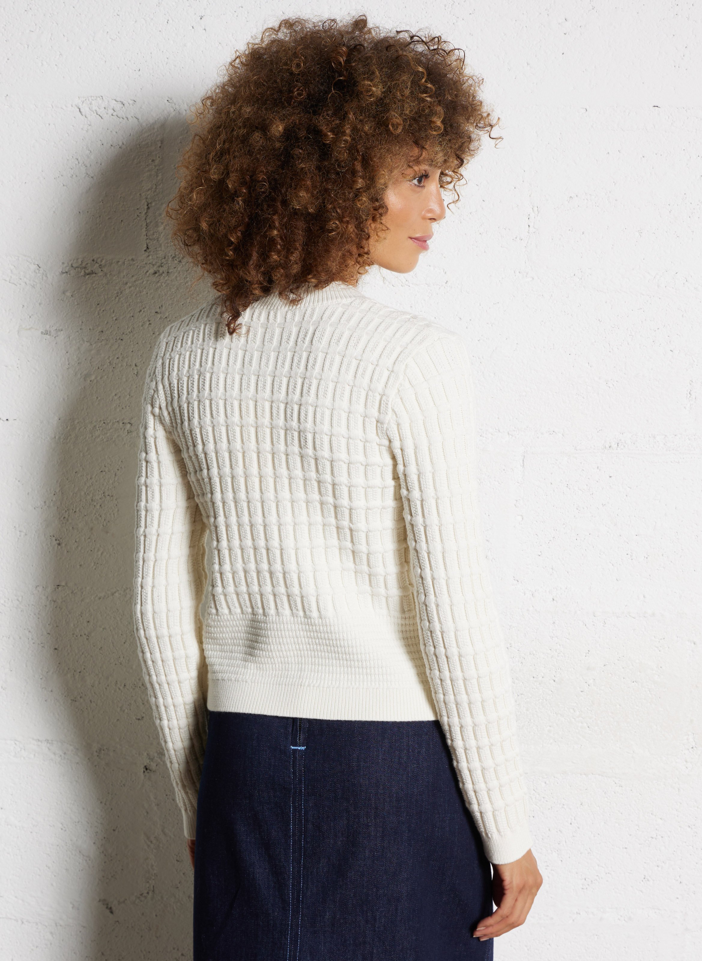 Geribbelde cardigan met knopen FABIENNE CHAPOT Wit