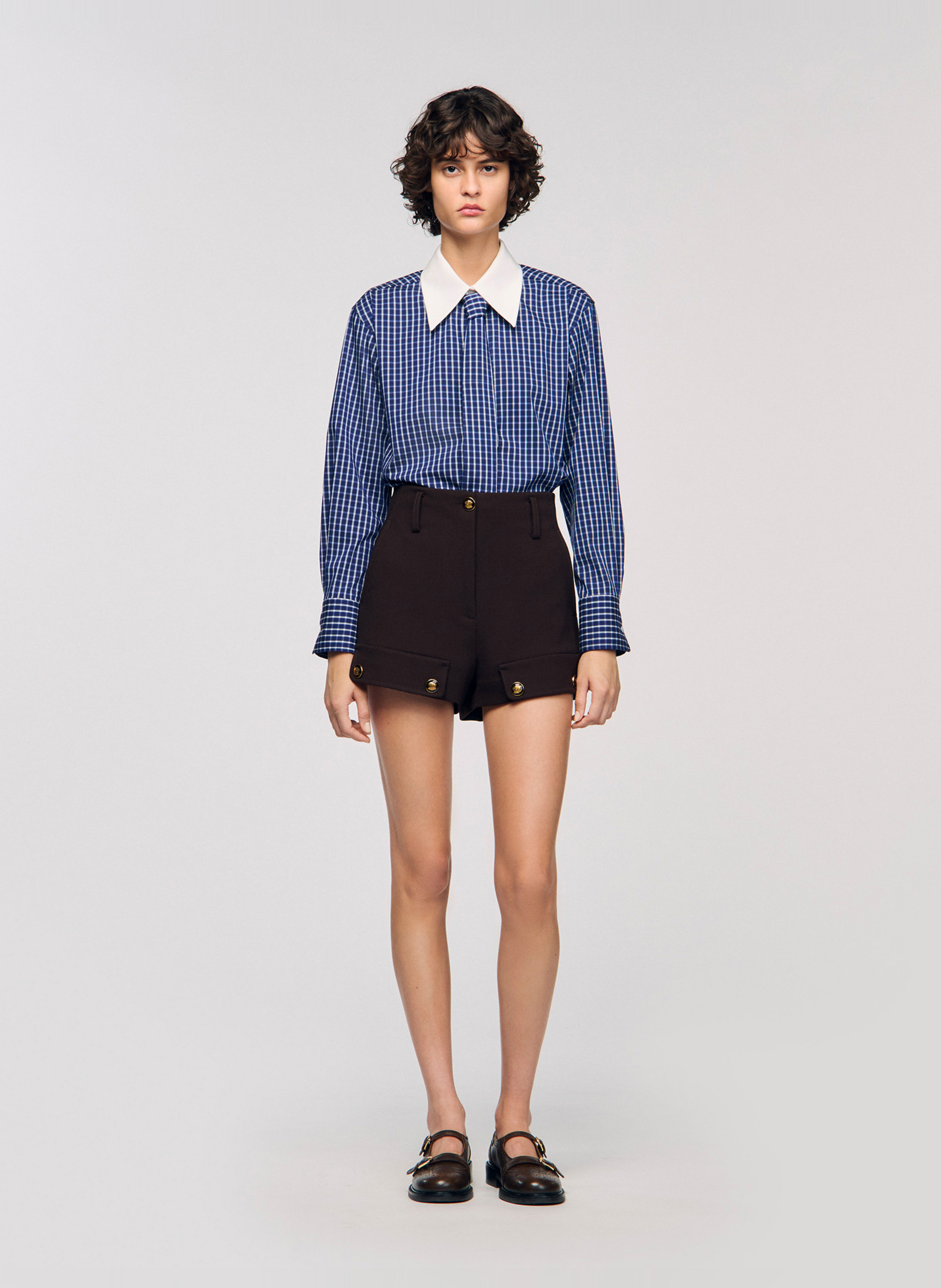 Straight checked shirt SANDRO Blue